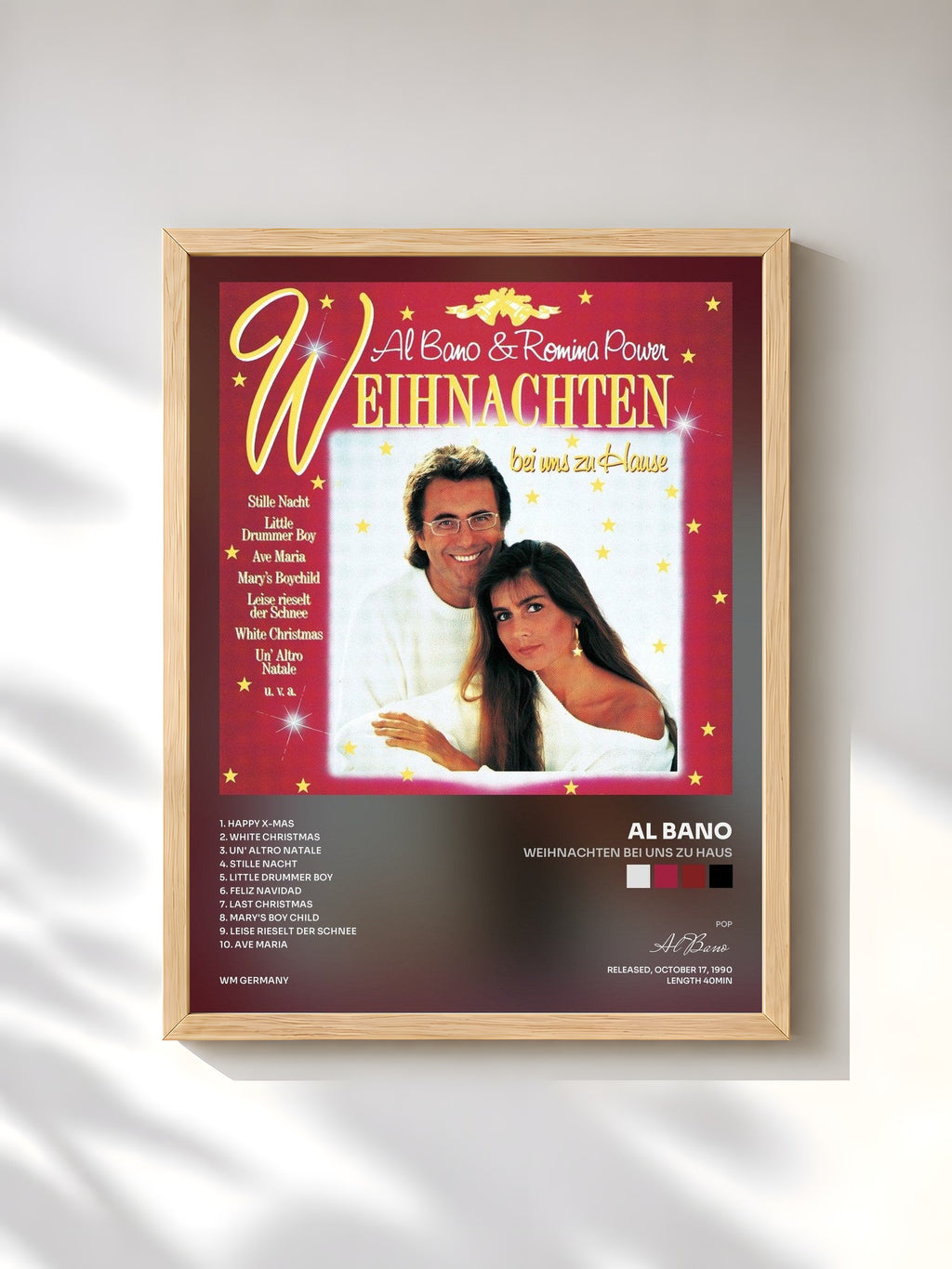 #bois Tableau de l'album Weihnachten Bei Uns Zu Haus de Al Bano, cadre en bois brut, imprimé et encadré en France