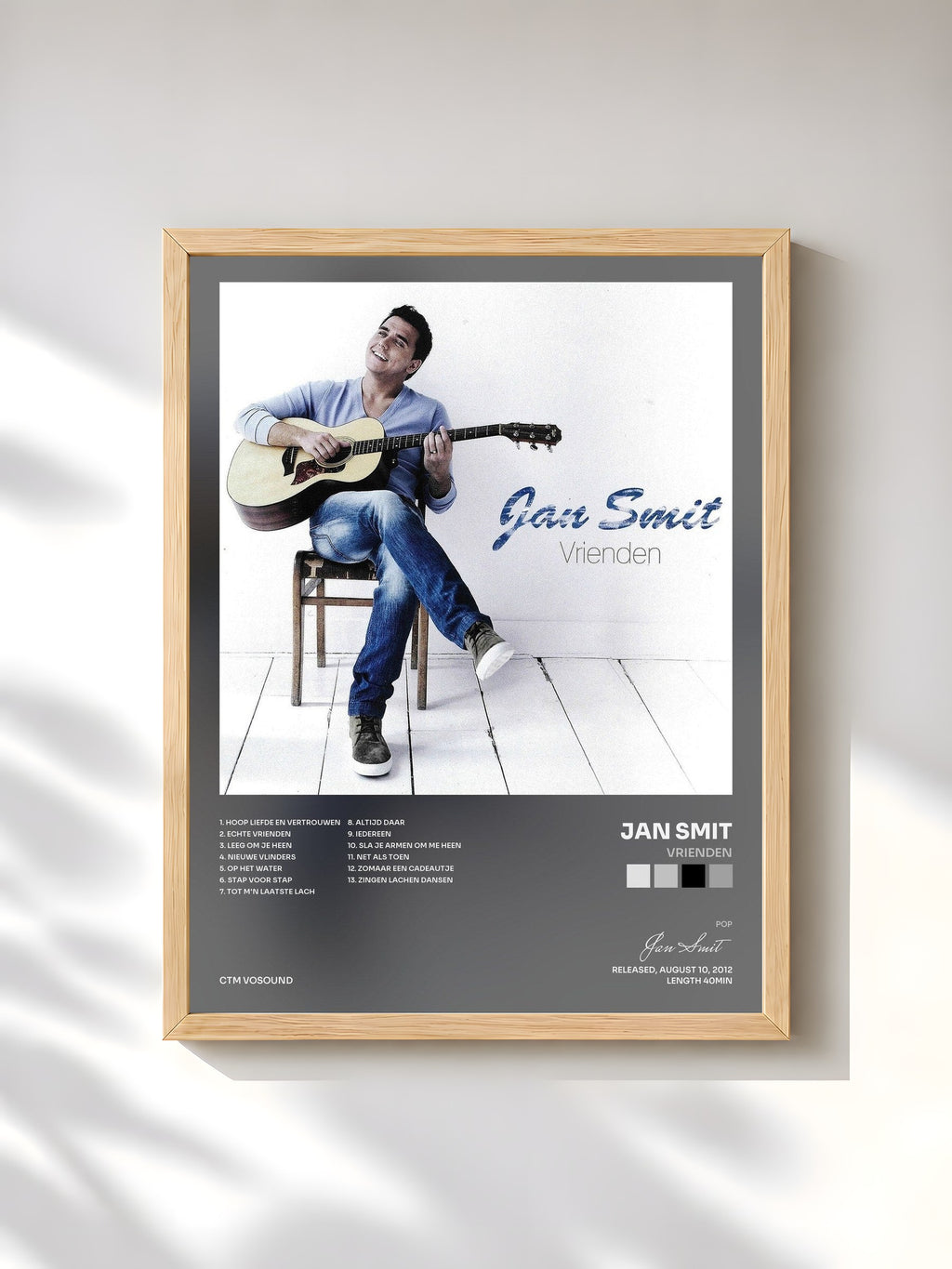 #bois Tableau de l'album Vrienden de Jan Smit, cadre en bois brut, imprimé et encadré en France