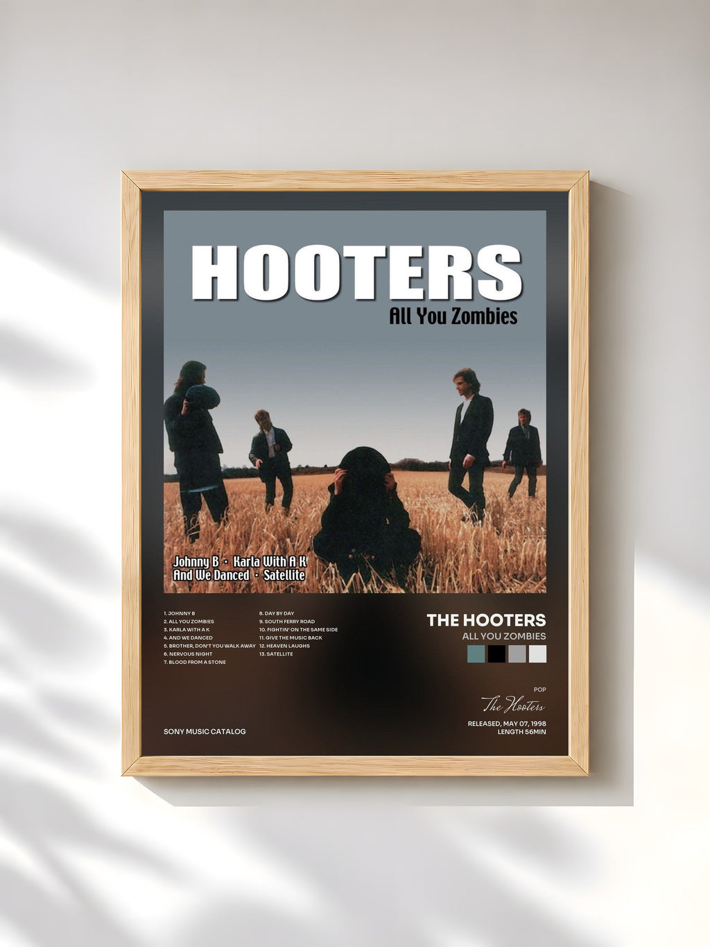 #bois Tableau de l'album All You Zombies de The Hooters, cadre en bois brut, imprimé et encadré en France