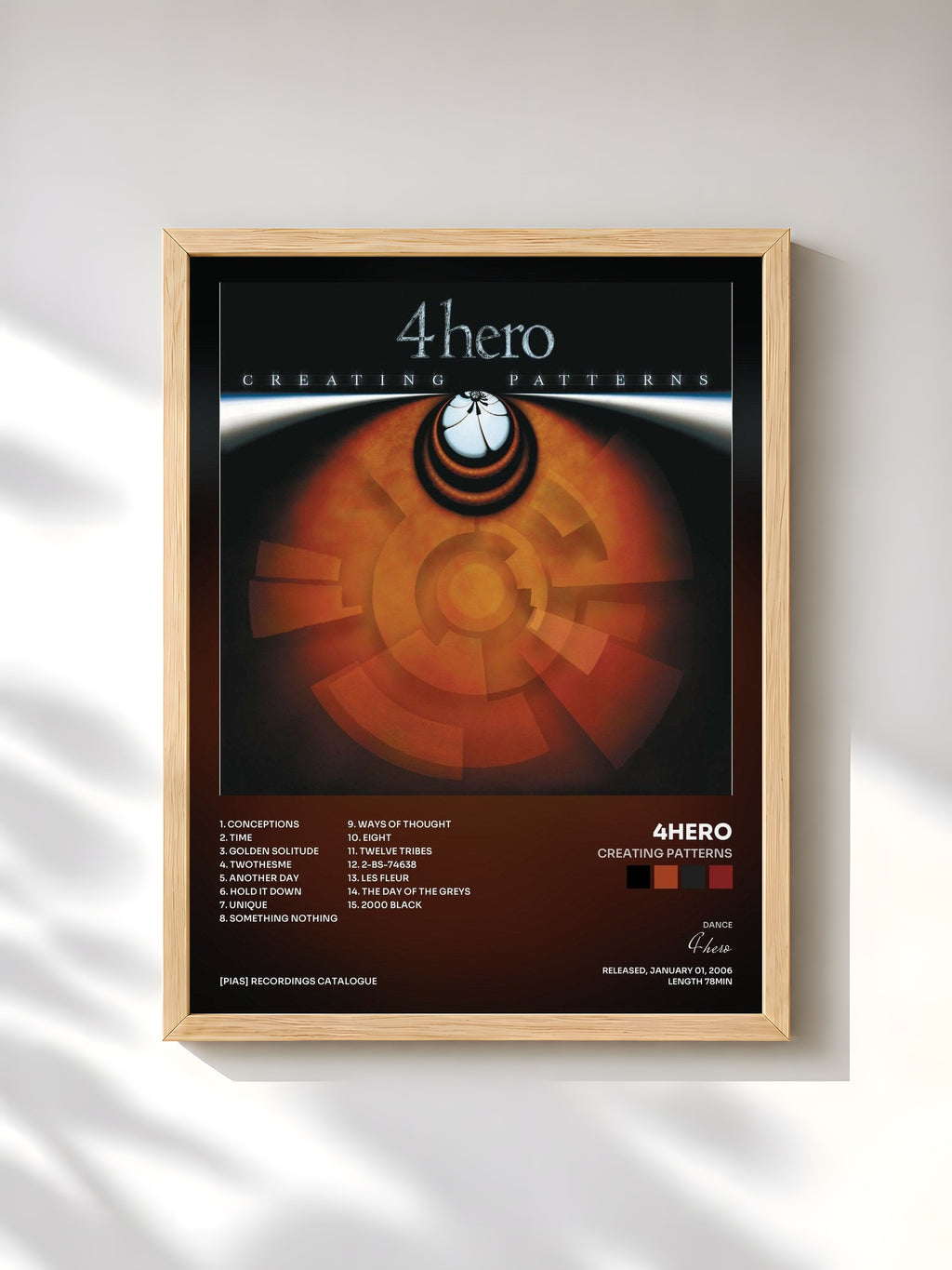 #bois Tableau de l'album Creating Patterns de 4hero, cadre en bois brut, imprimé et encadré en France