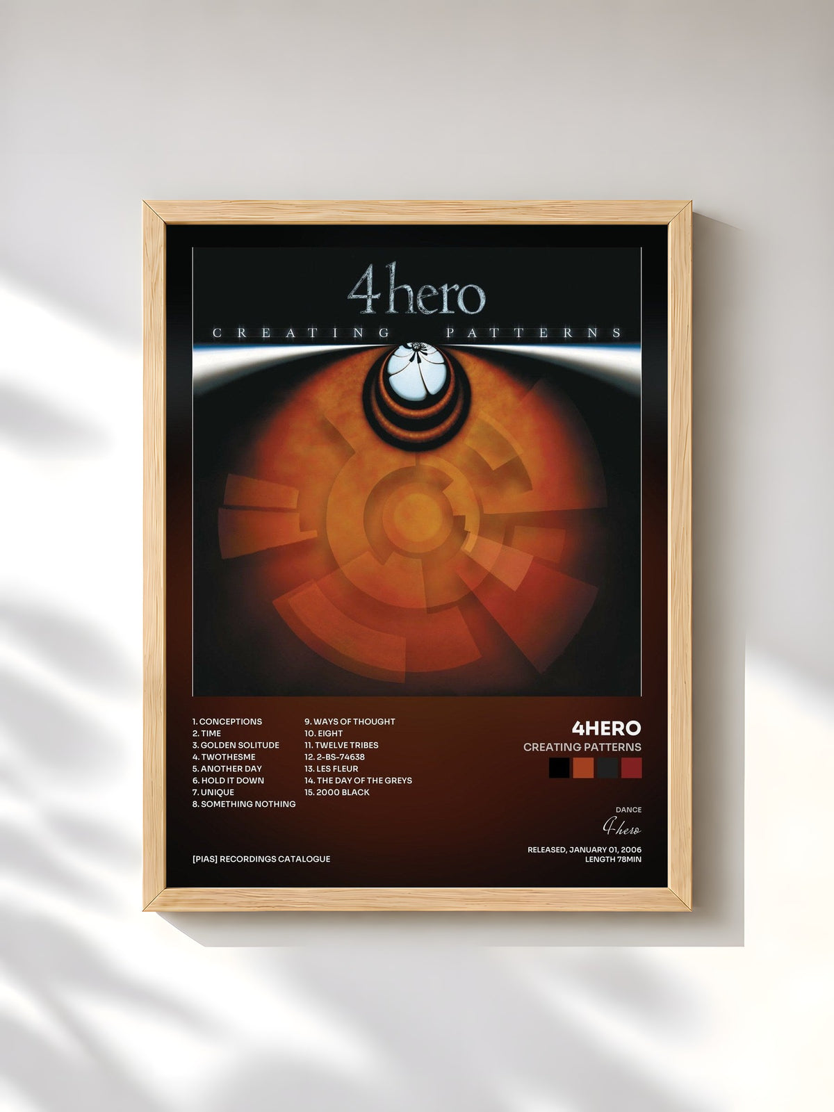 #bois Tableau de l'album Creating Patterns de 4hero, cadre en bois brut, imprimé et encadré en France