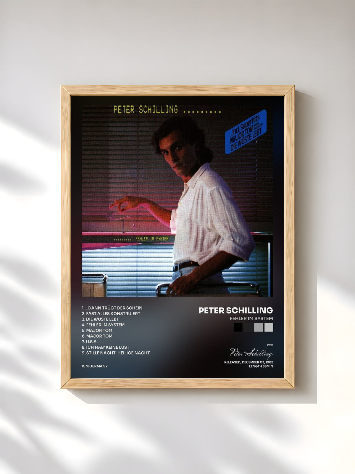 #bois Tableau de l'album Fehler Im System de Peter Schilling, cadre en bois brut, imprimé et encadré en France