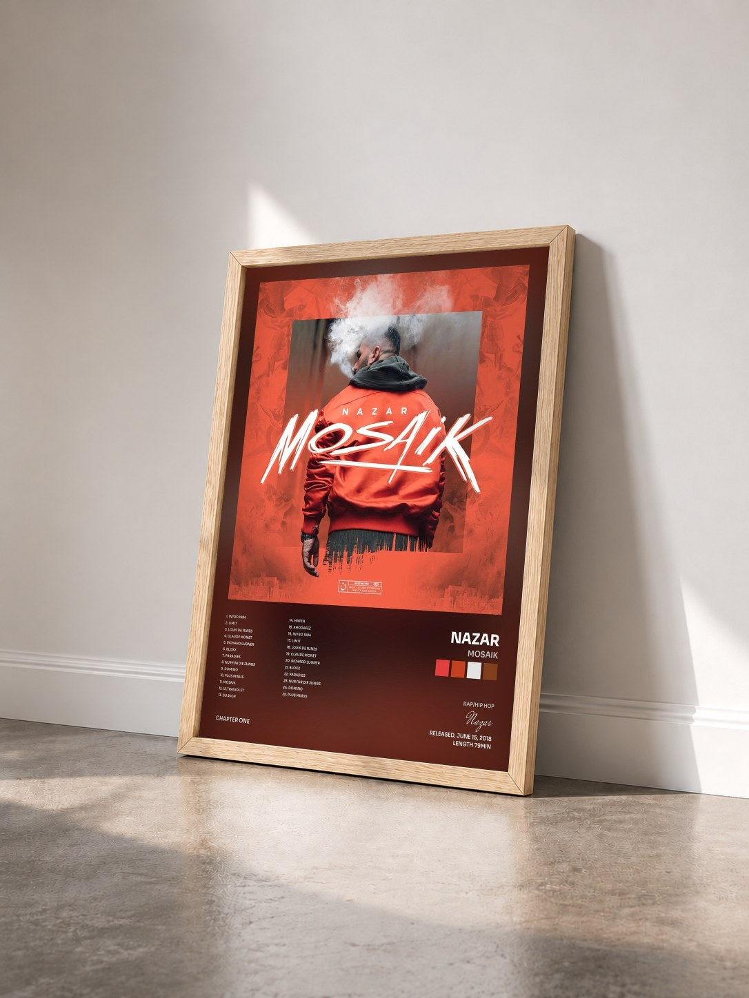 #bois Tableau de l'album Mosaik de Nazar vu de trois quarts, cadre en bois brut