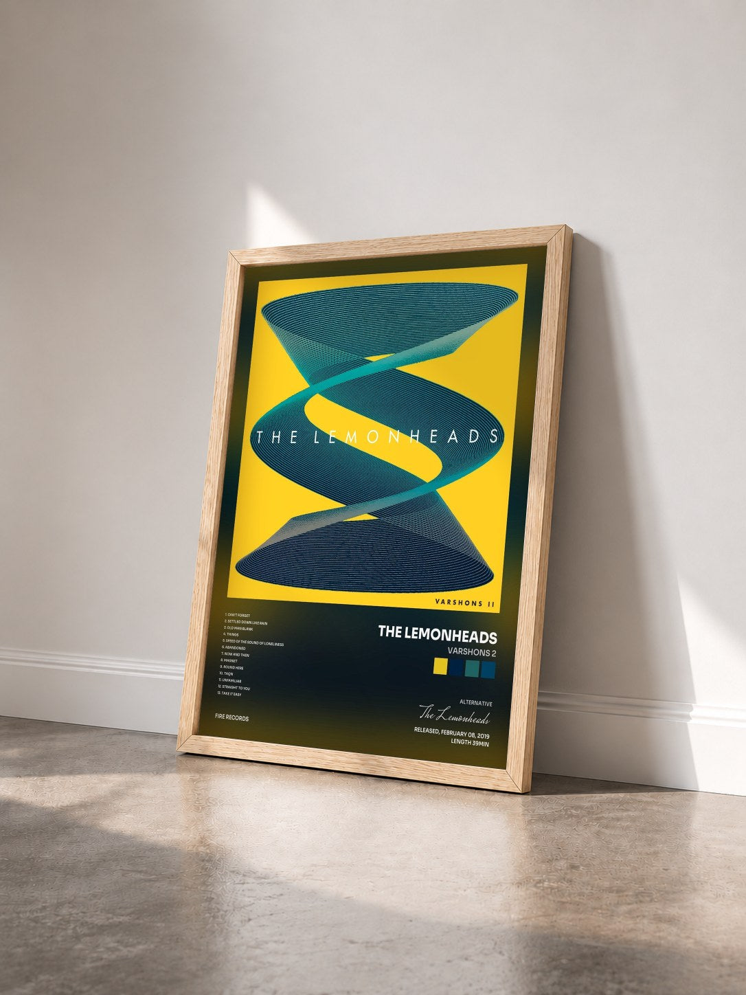 #bois Tableau de l'album Varshons 2 de The Lemonheads vu de trois quarts, cadre en bois brut