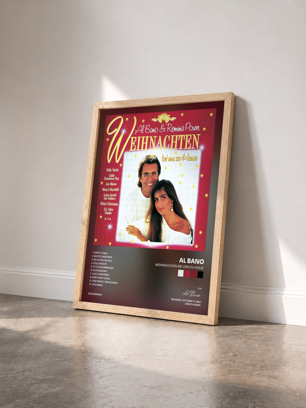 #bois Tableau de l'album Weihnachten Bei Uns Zu Haus de Al Bano vu de trois quarts, cadre en bois brut