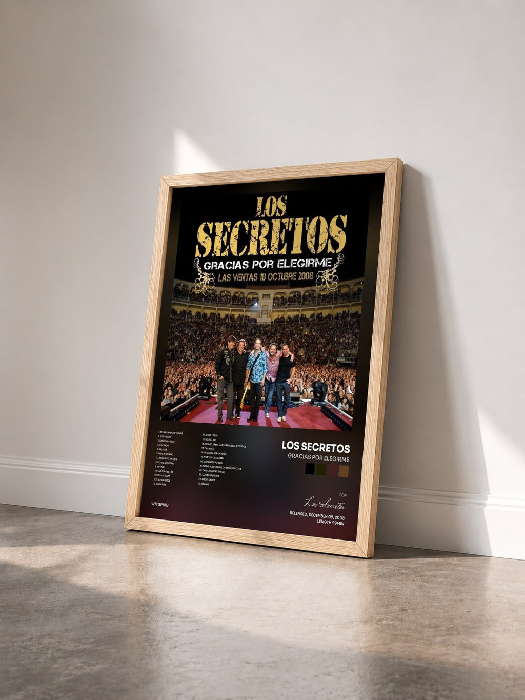 #bois Tableau de l'album Gracias por elegirme de Los Secretos vu de trois quarts, cadre en bois brut