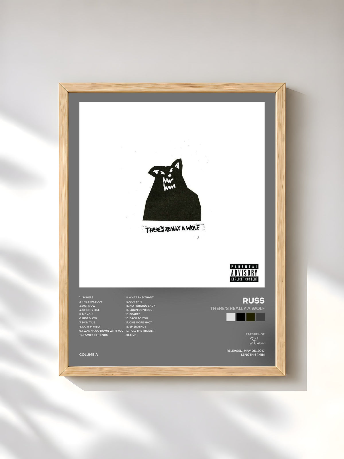 #bois Tableau de l'album There's Really A Wolf de Russ, cadre en bois brut, imprimé et encadré en France