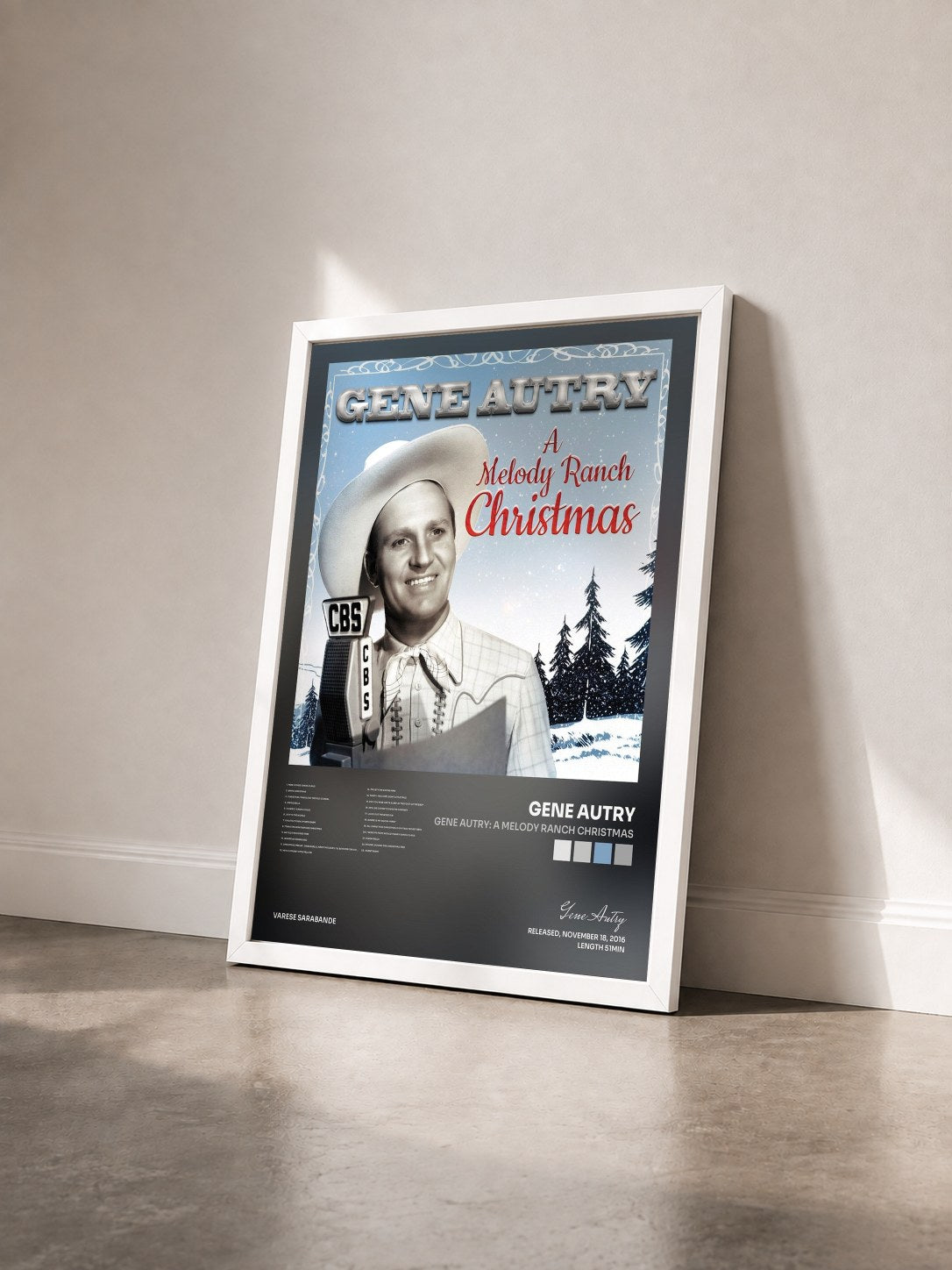 #blanc Tableau de l'album Gene Autry: A Melody Ranch Christmas de Gene Autry vu de trois quarts, cadre blanc