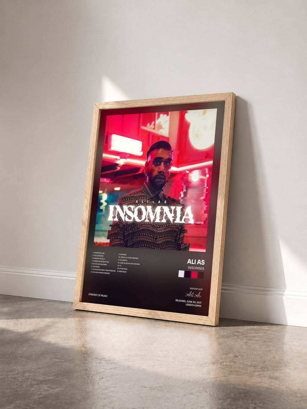 #bois Tableau de l'album Insomnia de Ali As vu de trois quarts, cadre en bois brut