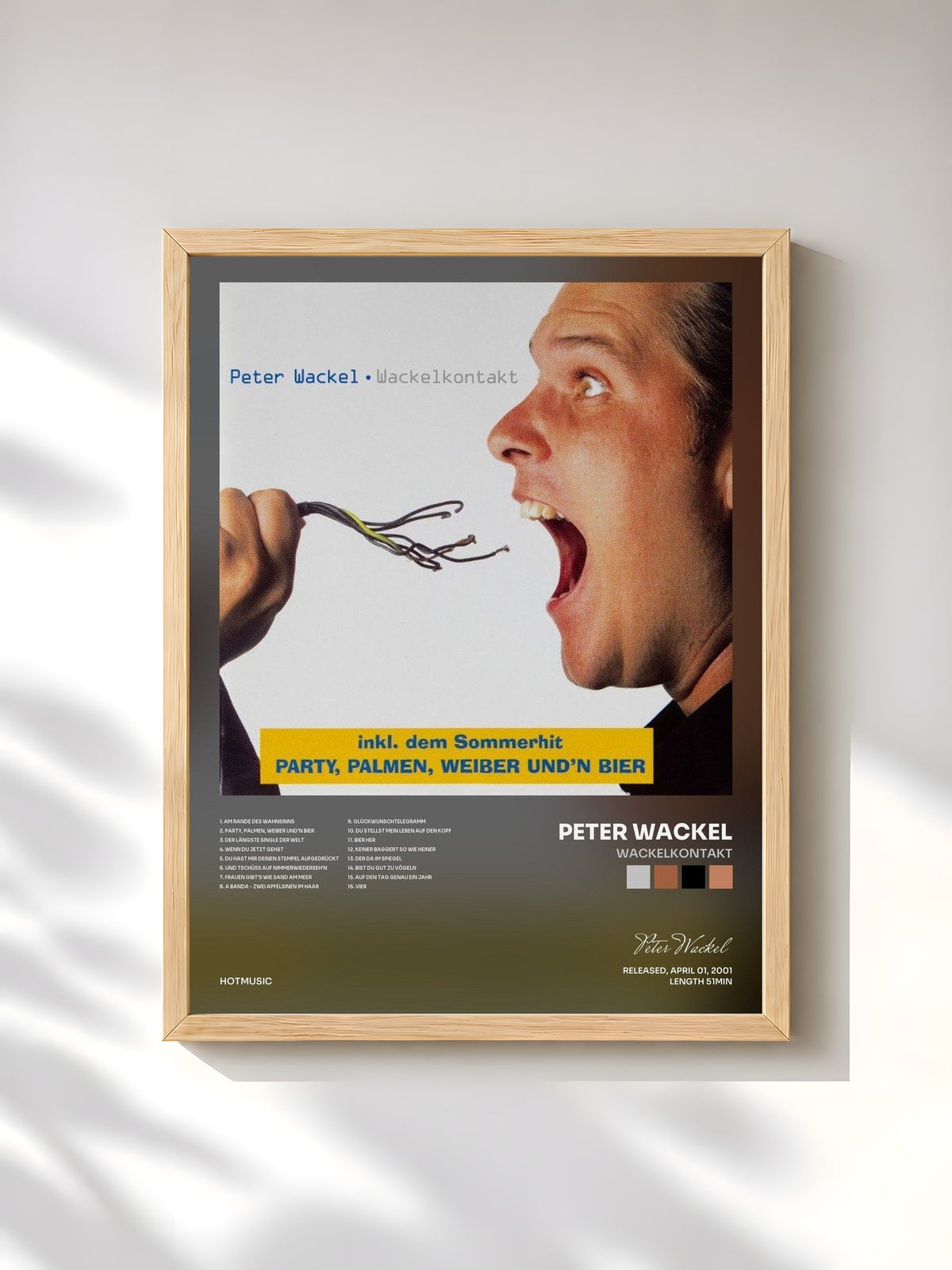 #bois Tableau de l'album Wackelkontakt de Peter Wackel, cadre en bois brut, imprimé et encadré en France