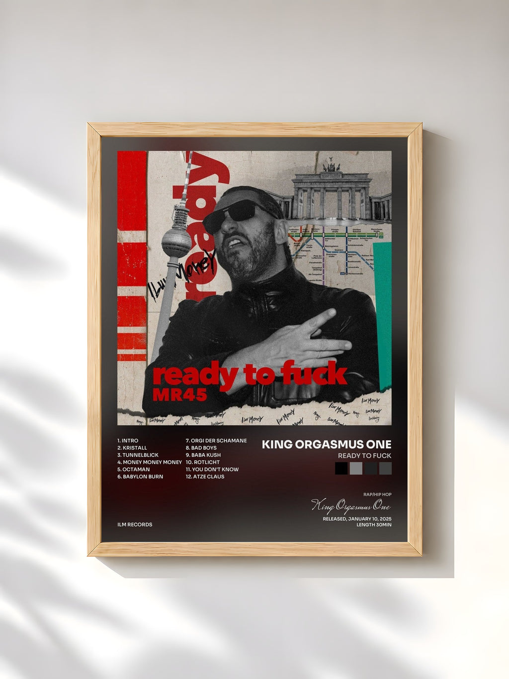 #bois Tableau de l'album Ready to Fuck de King Orgasmus One, cadre en bois brut, imprimé et encadré en France