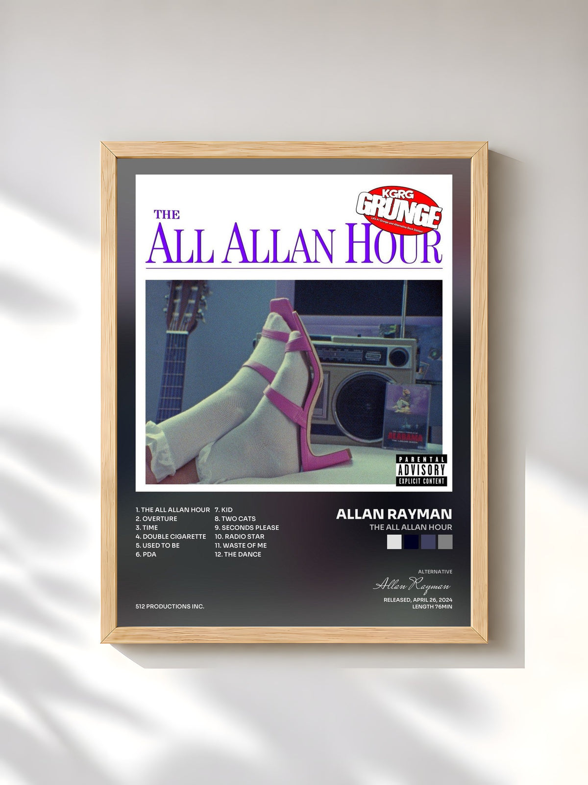 #bois Tableau de l'album The All Allan Hour de Allan Rayman, cadre en bois brut, imprimé et encadré en France