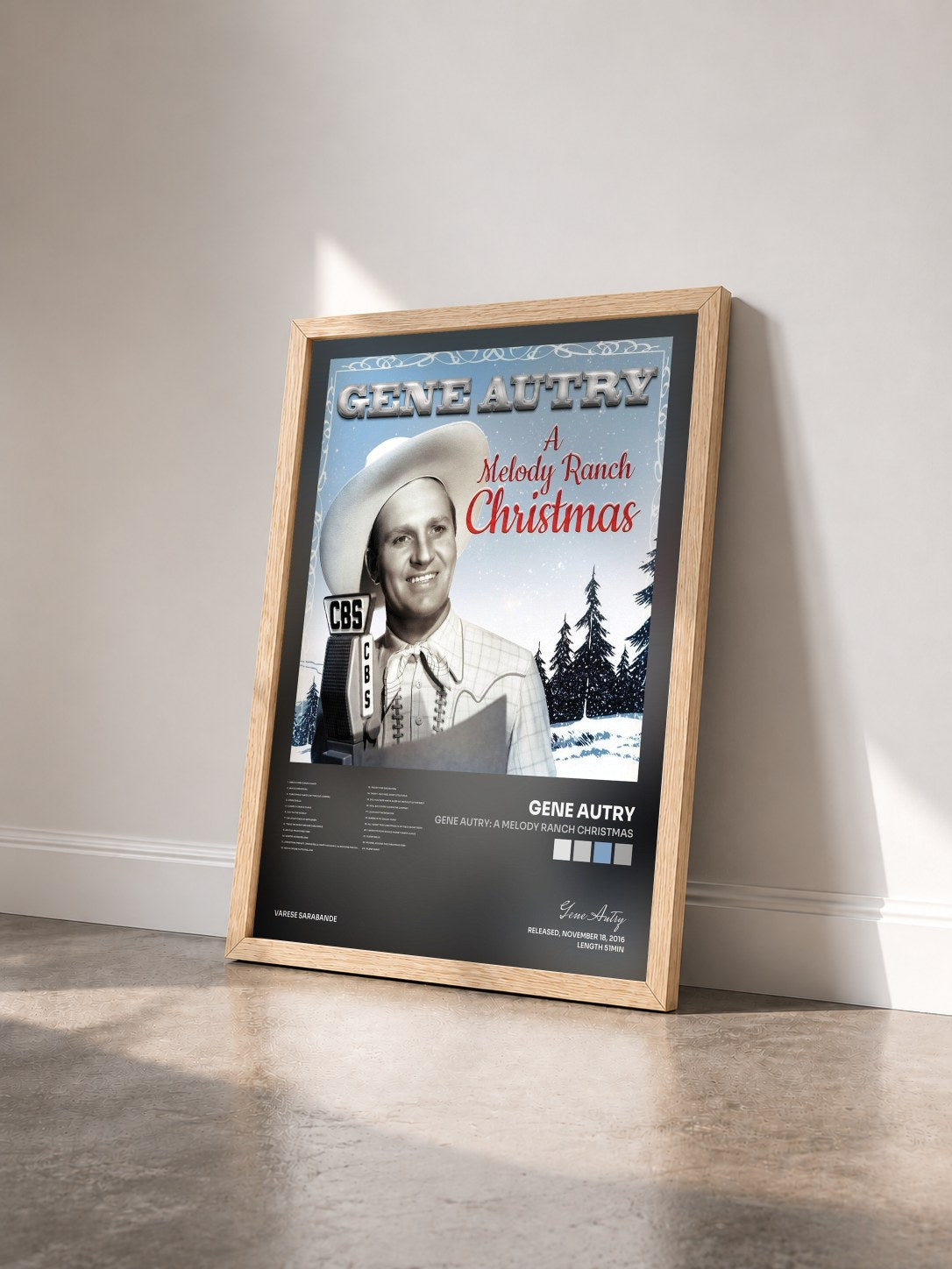 #bois Tableau de l'album Gene Autry: A Melody Ranch Christmas de Gene Autry vu de trois quarts, cadre en bois brut