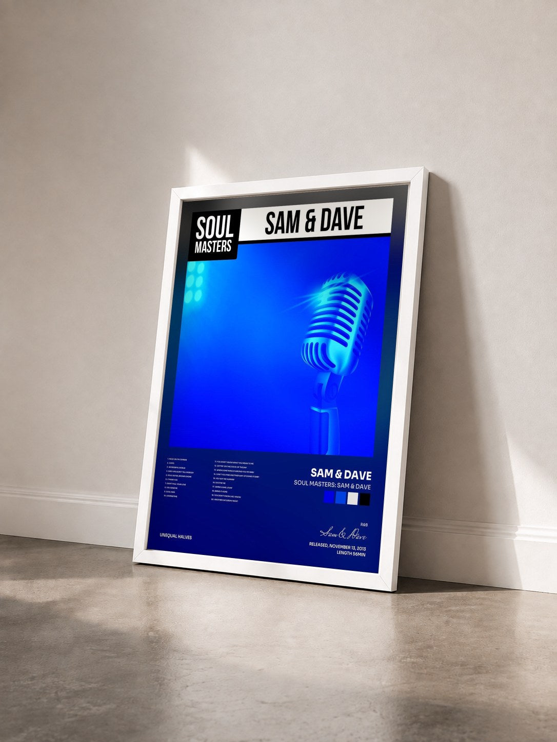 #blanc Tableau de l'album Soul Masters: Sam & Dave de Sam & Dave vu de trois quarts, cadre blanc