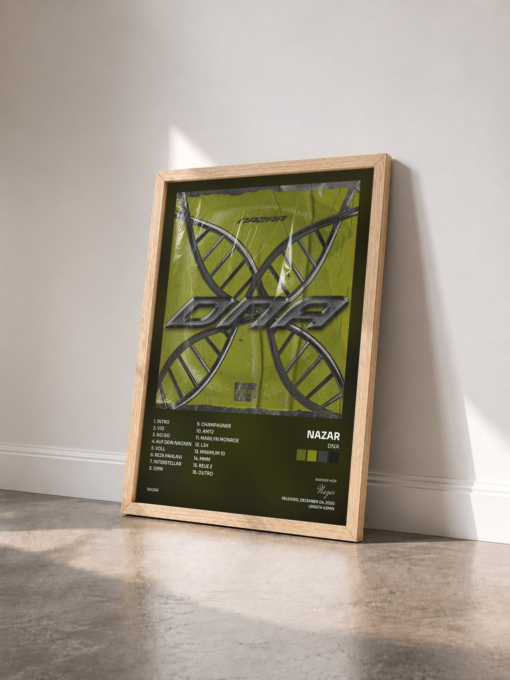 #bois Tableau de l'album DNA de Nazar vu de trois quarts, cadre en bois brut