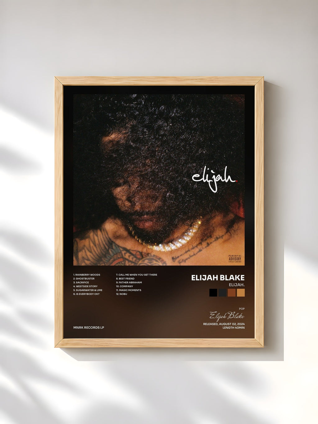 #bois Tableau de l'album elijah. de Elijah Blake, cadre en bois brut, imprimé et encadré en France
