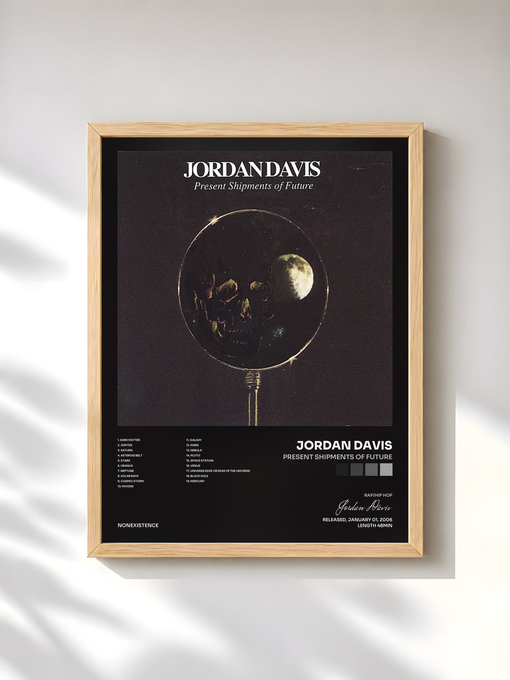 #bois Tableau de l'album Present Shipments of Future de Jordan Davis, cadre en bois brut, imprimé et encadré en France
