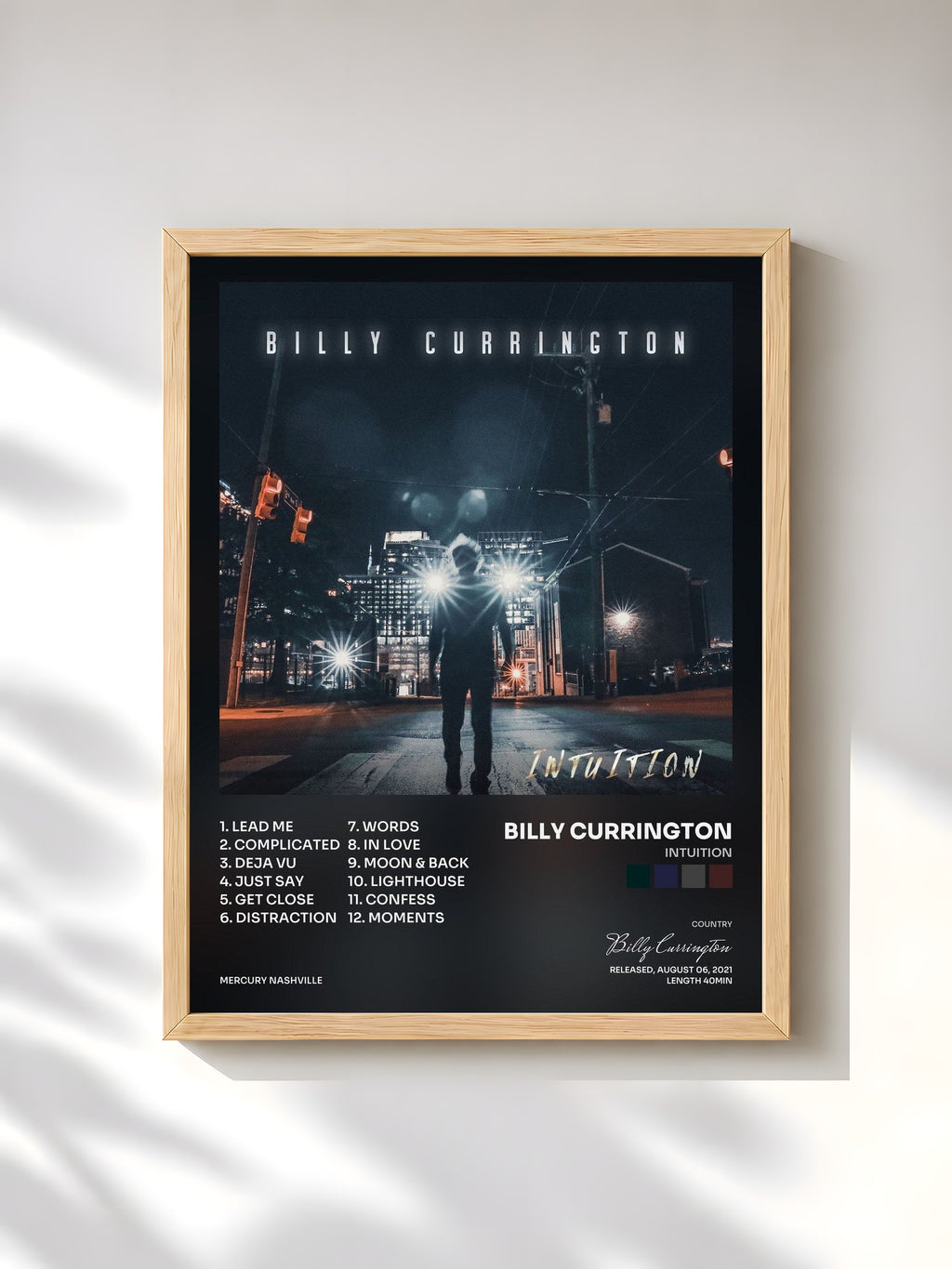 #bois Tableau de l'album Intuition de Billy Currington, cadre en bois brut, imprimé et encadré en France