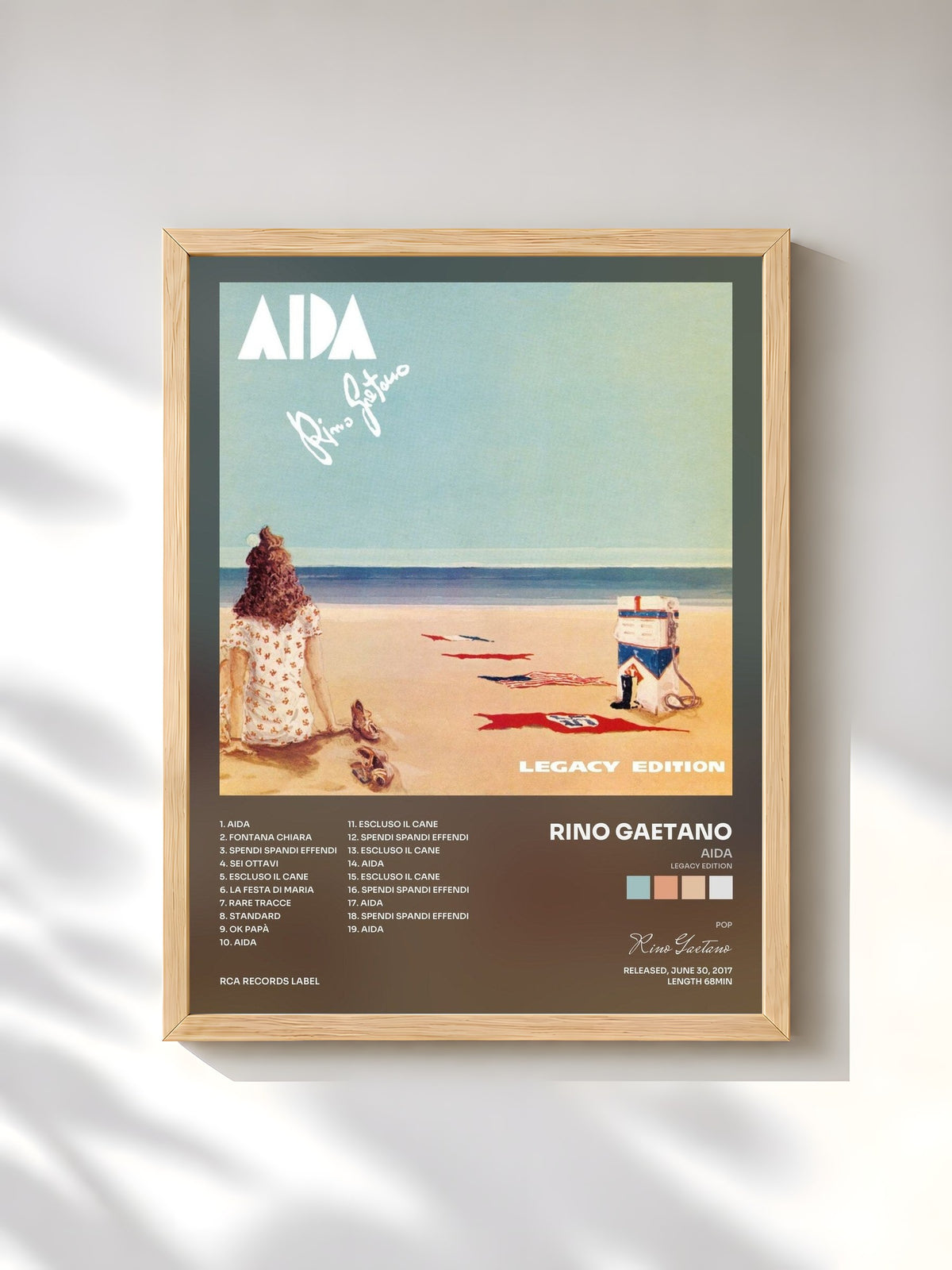 #bois Tableau de l'album Aida (Legacy Edition) de Rino Gaetano, cadre en bois brut, imprimé et encadré en France