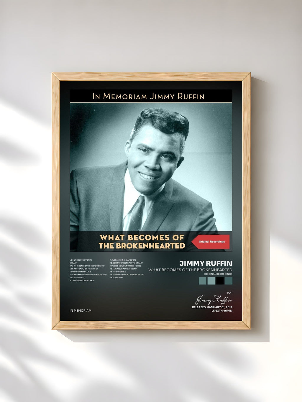 #bois Tableau de l'album What Becomes of the Brokenhearted (Original Recordings) de Jimmy Ruffin, cadre en bois brut, imprimé et encadré en France