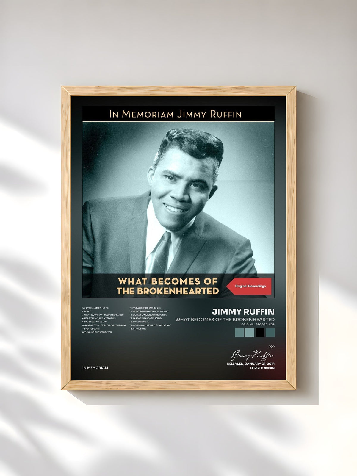 #bois Tableau de l'album What Becomes of the Brokenhearted (Original Recordings) de Jimmy Ruffin, cadre en bois brut, imprimé et encadré en France