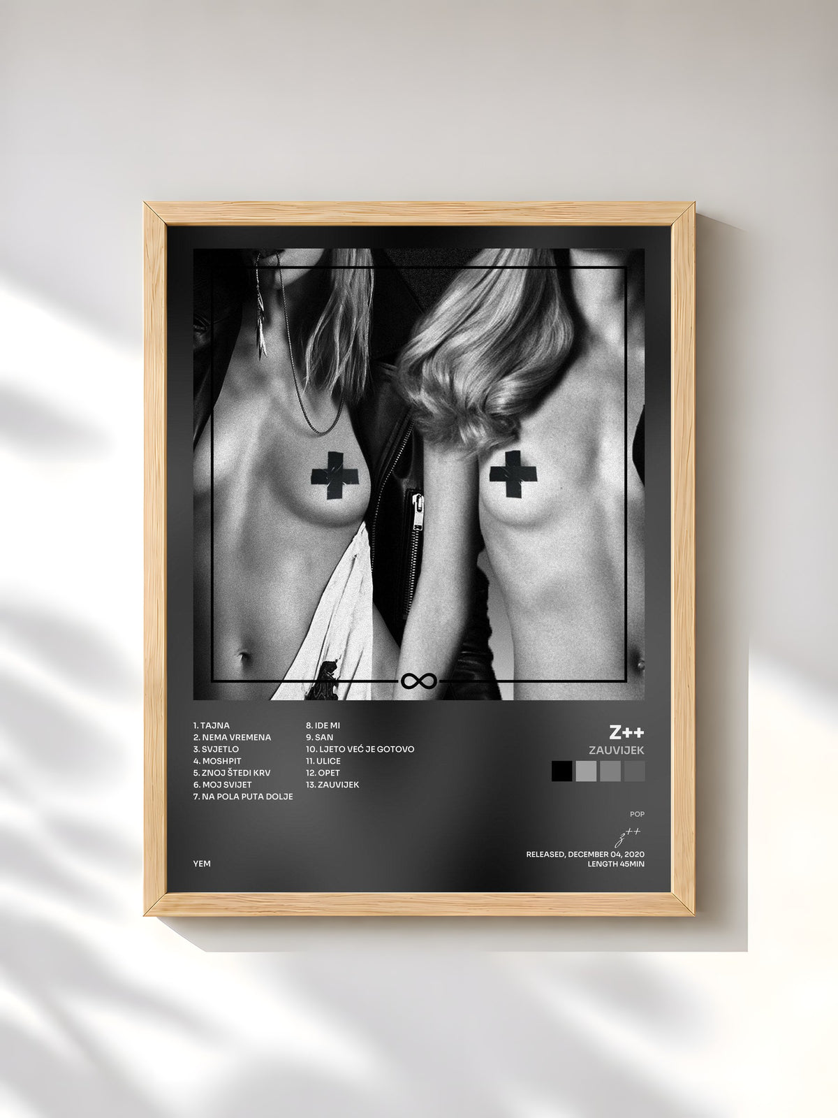 #bois Tableau de l'album Zauvijek de z++, cadre en bois brut, imprimé et encadré en France