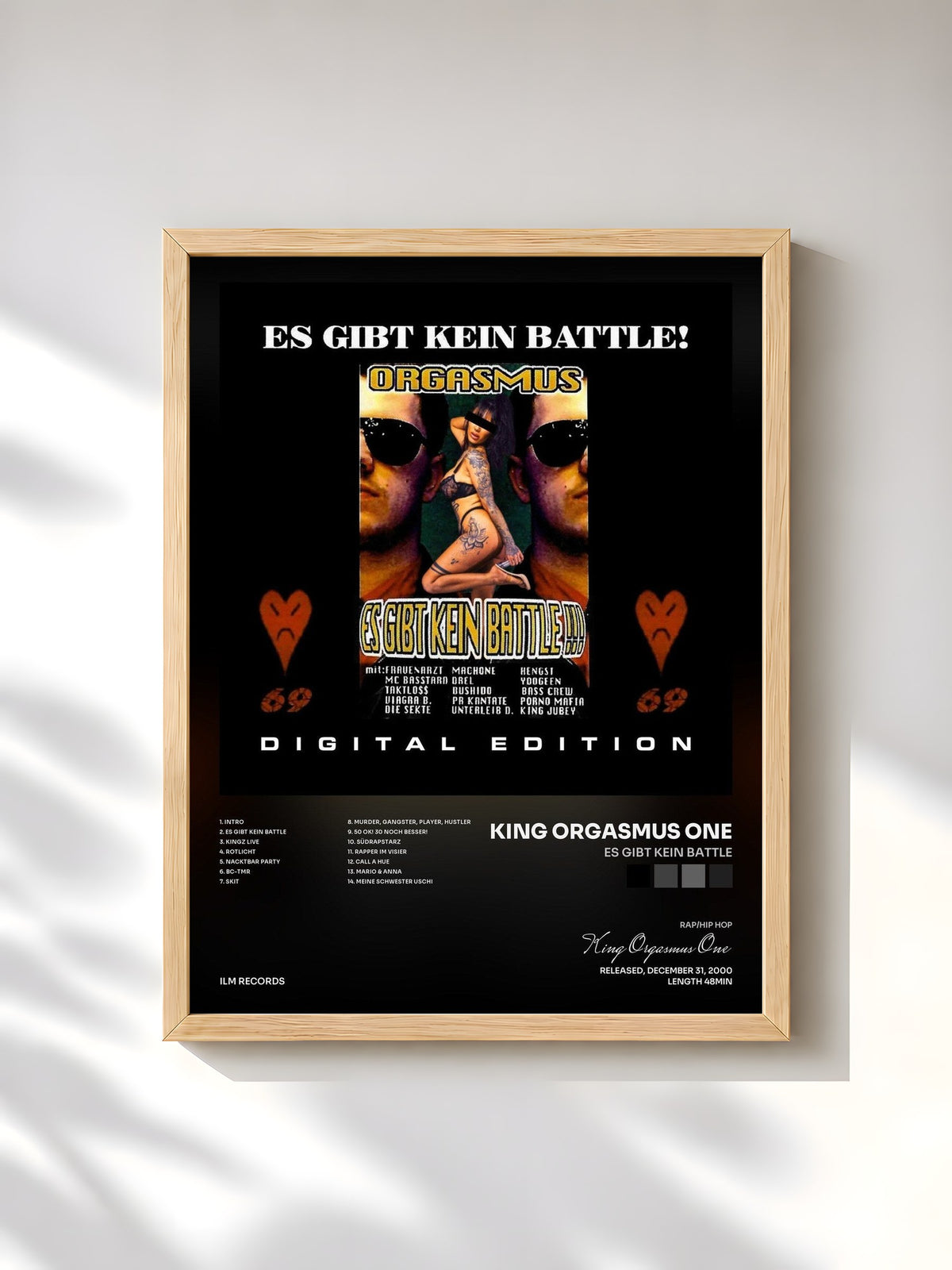 #bois Tableau de l'album Es gibt kein Battle de King Orgasmus One, cadre en bois brut, imprimé et encadré en France
