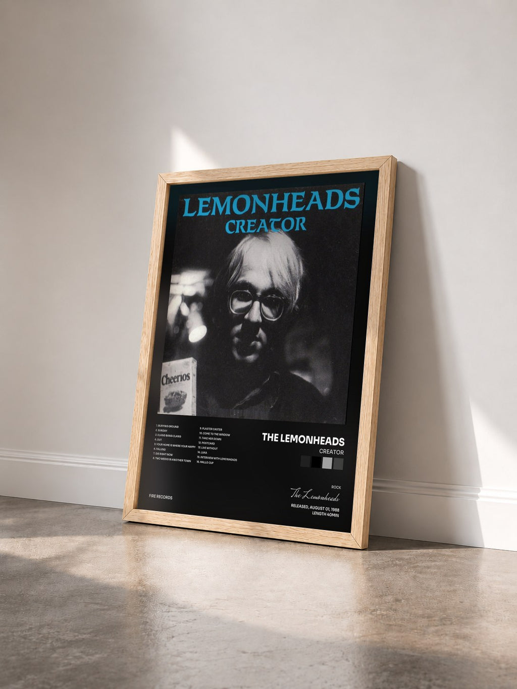 #bois Tableau de l'album Creator de The Lemonheads vu de trois quarts, cadre en bois brut