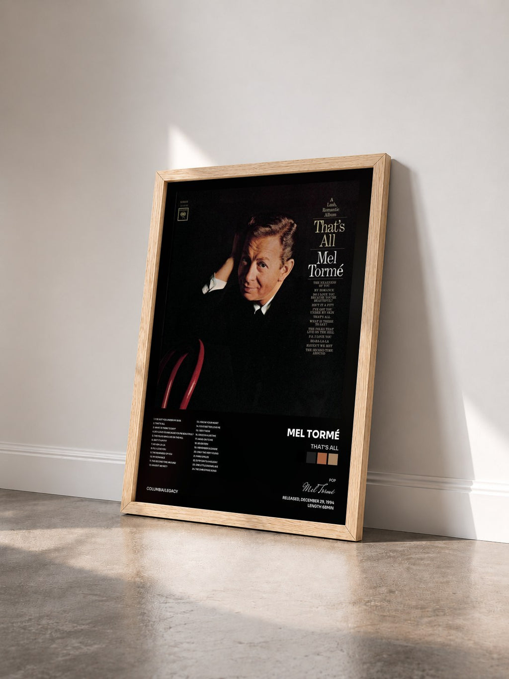 #bois Tableau de l'album That's All de Mel Tormé vu de trois quarts, cadre en bois brut