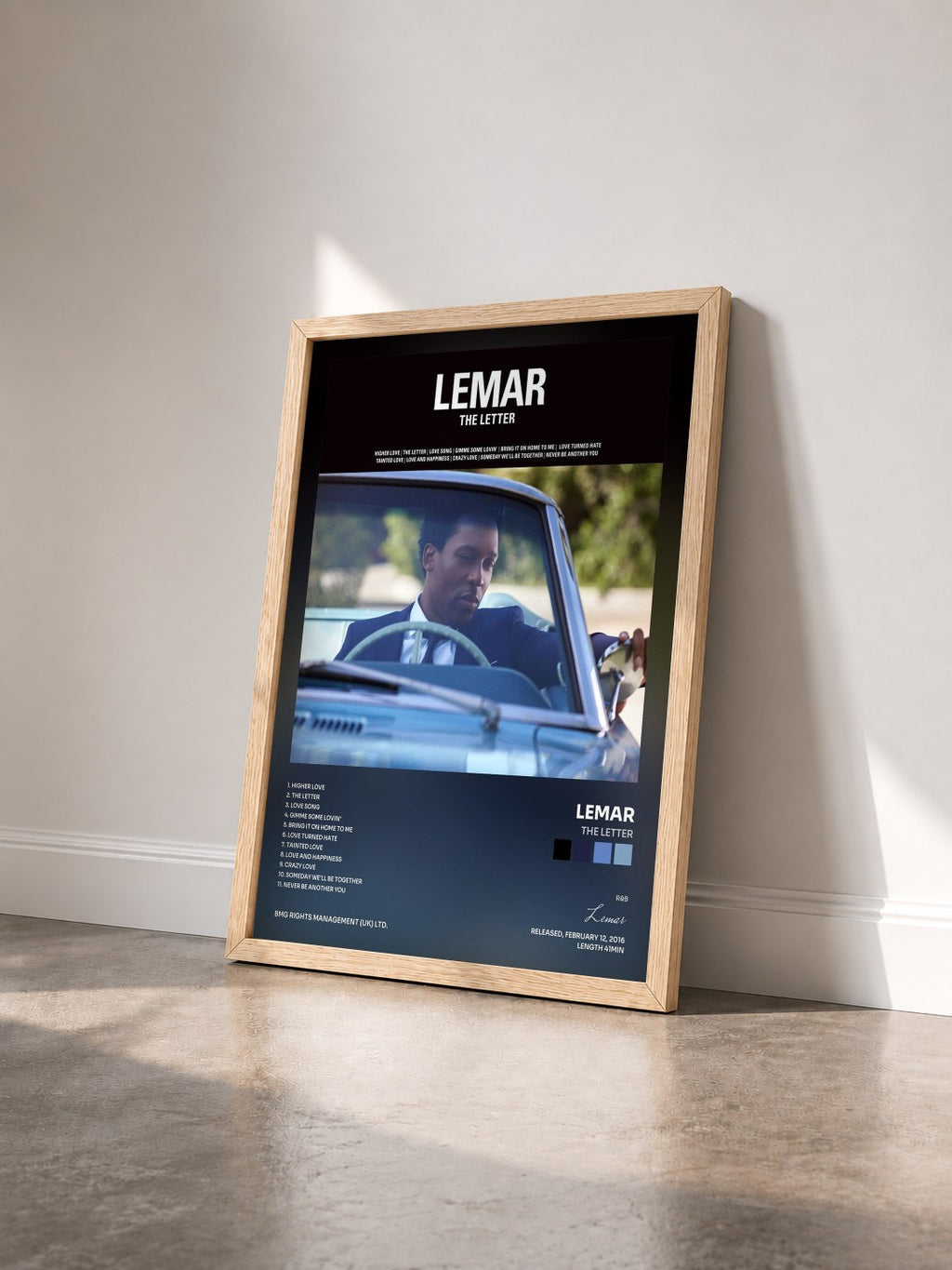 #bois Tableau de l'album The Letter de Lemar vu de trois quarts, cadre en bois brut