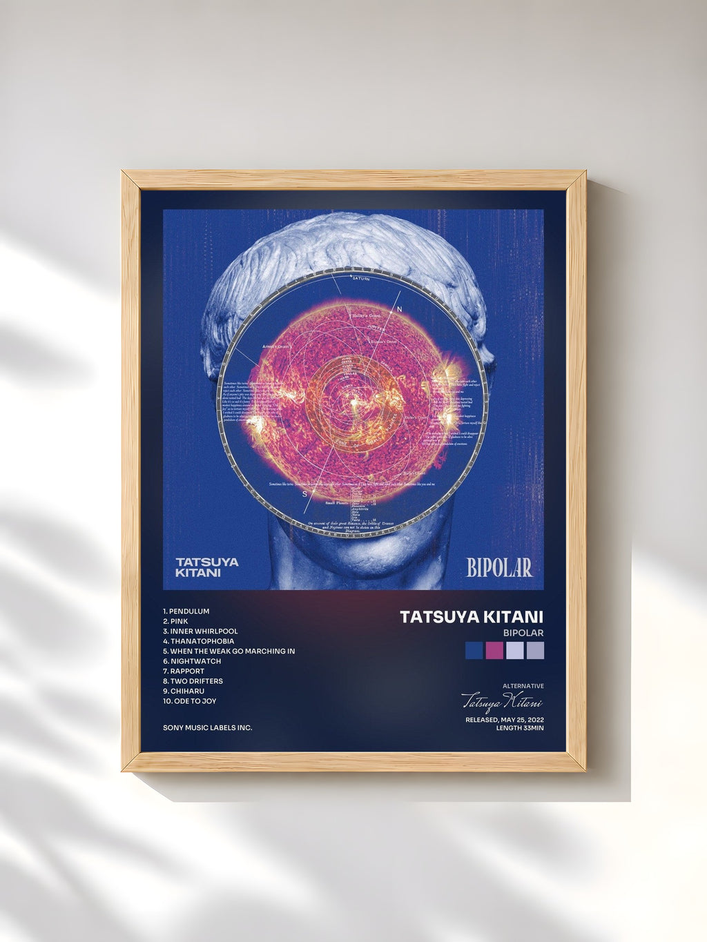 #bois Tableau de l'album BIPOLAR de Tatsuya Kitani, cadre en bois brut, imprimé et encadré en France