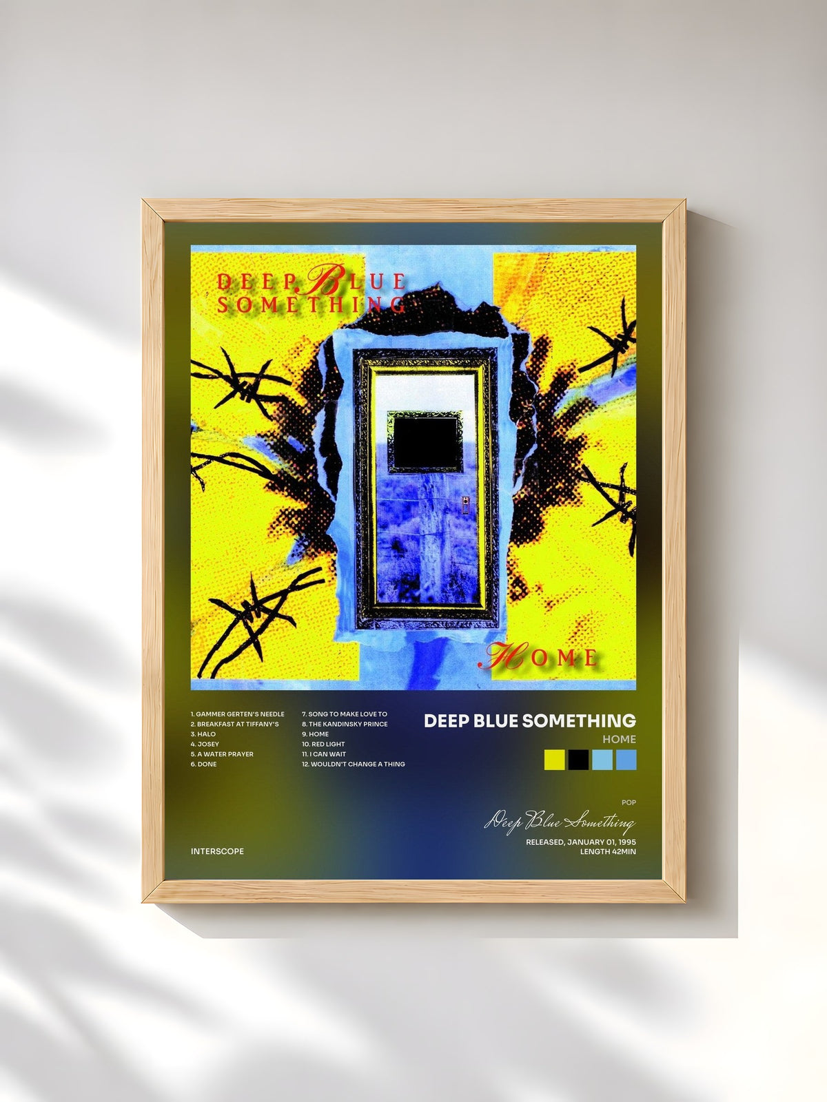 #bois Tableau de l'album Home de Deep Blue Something, cadre en bois brut, imprimé et encadré en France