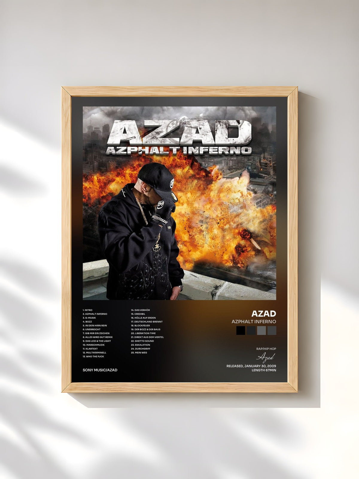 #bois Tableau de l'album Azphalt Inferno de Azad, cadre en bois brut, imprimé et encadré en France