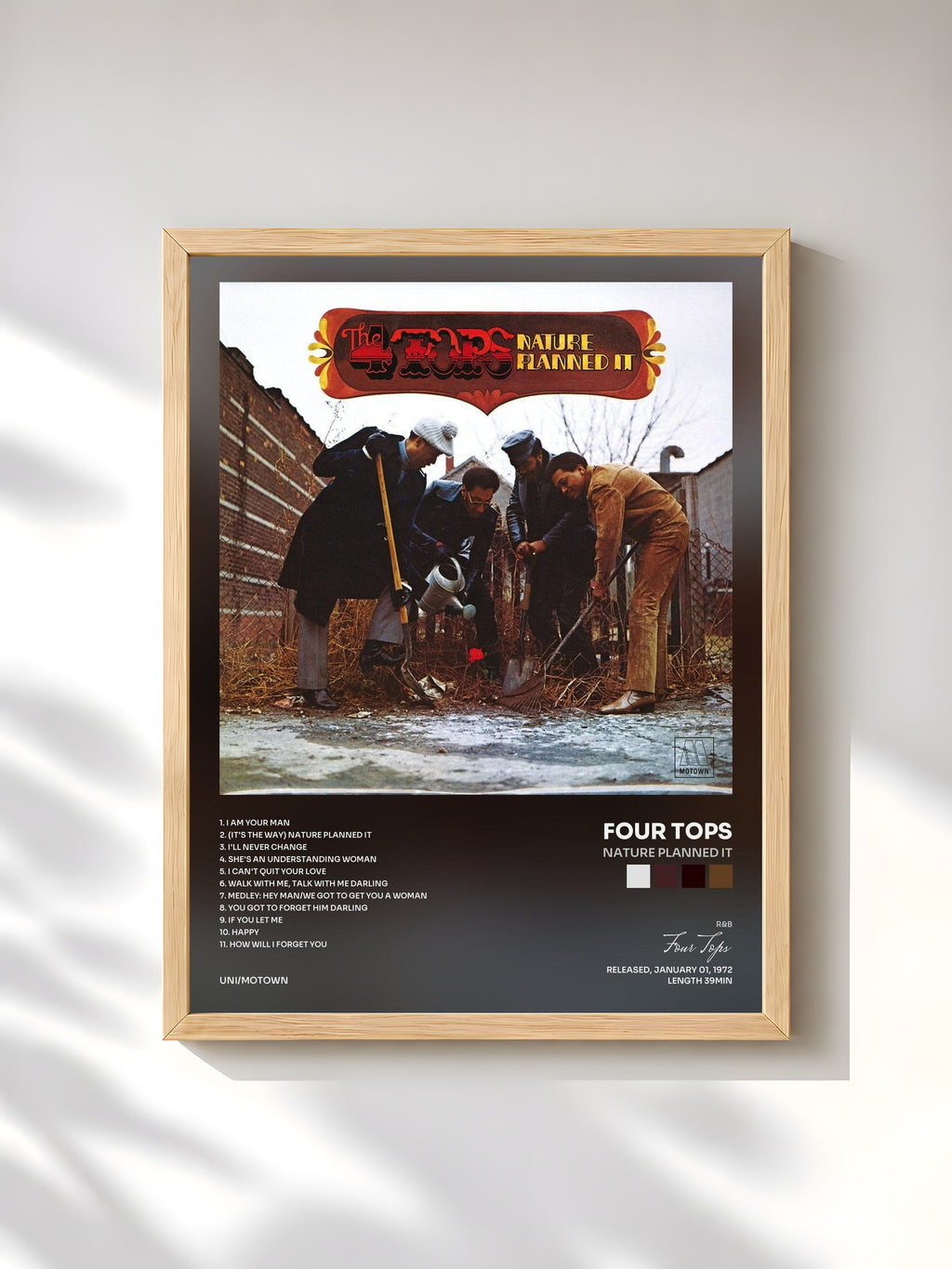#bois Tableau de l'album Nature Planned It de Four Tops, cadre en bois brut, imprimé et encadré en France