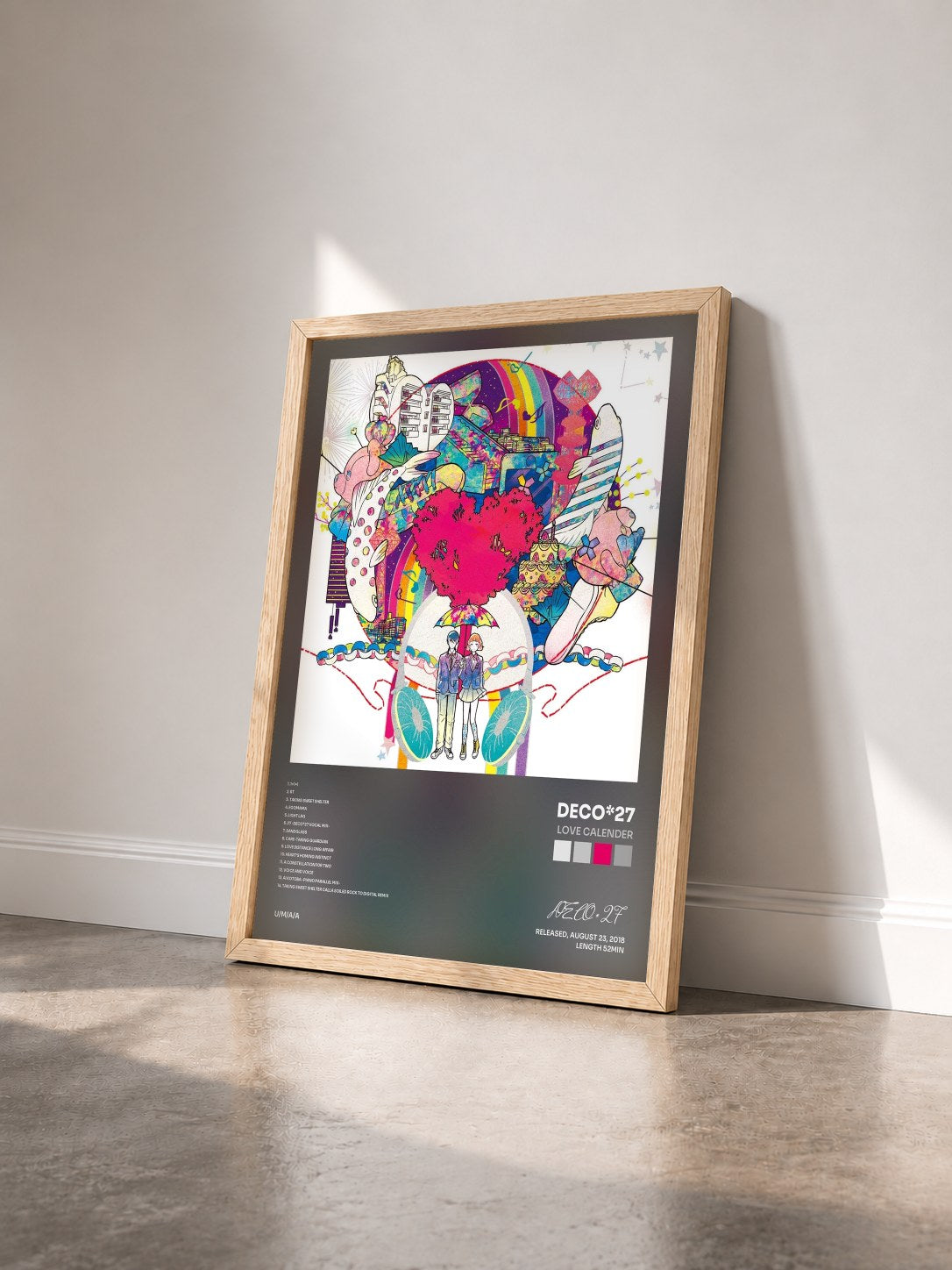 #bois Tableau de l'album LOVE CALENDER de DECO*27 vu de trois quarts, cadre en bois brut