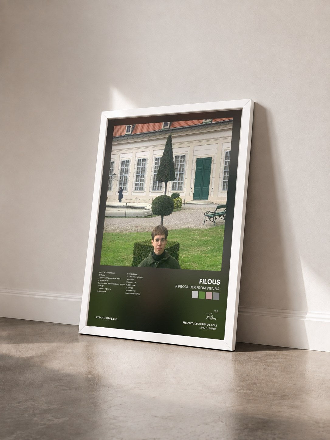 #blanc Tableau de l'album A Producer From Vienna de Filous vu de trois quarts, cadre blanc
