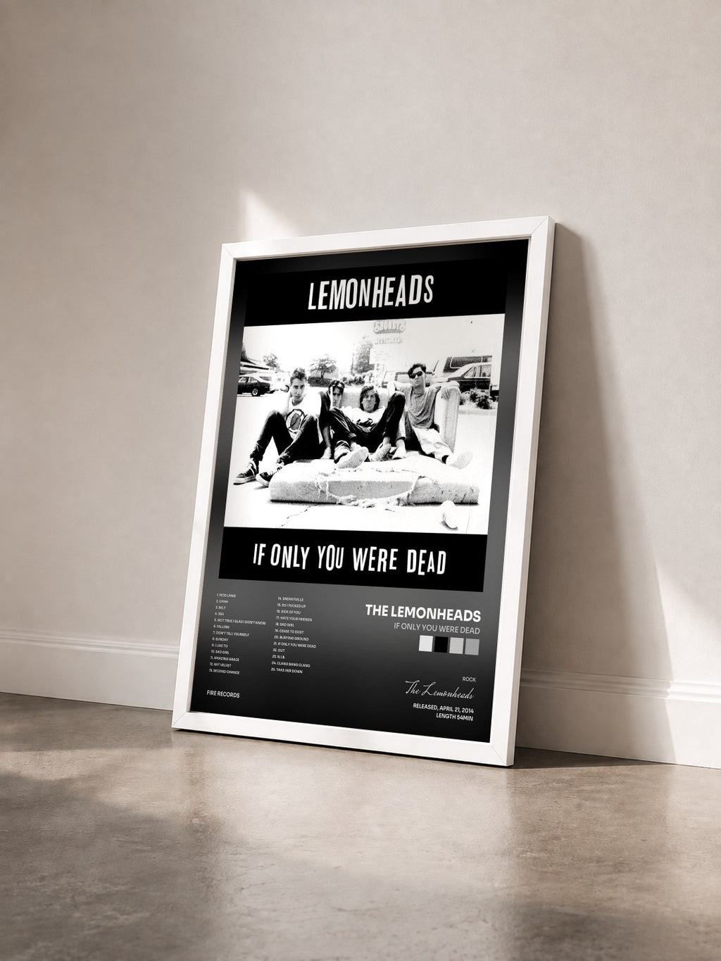 #blanc Tableau de l'album If Only You Were Dead de The Lemonheads vu de trois quarts, cadre blanc