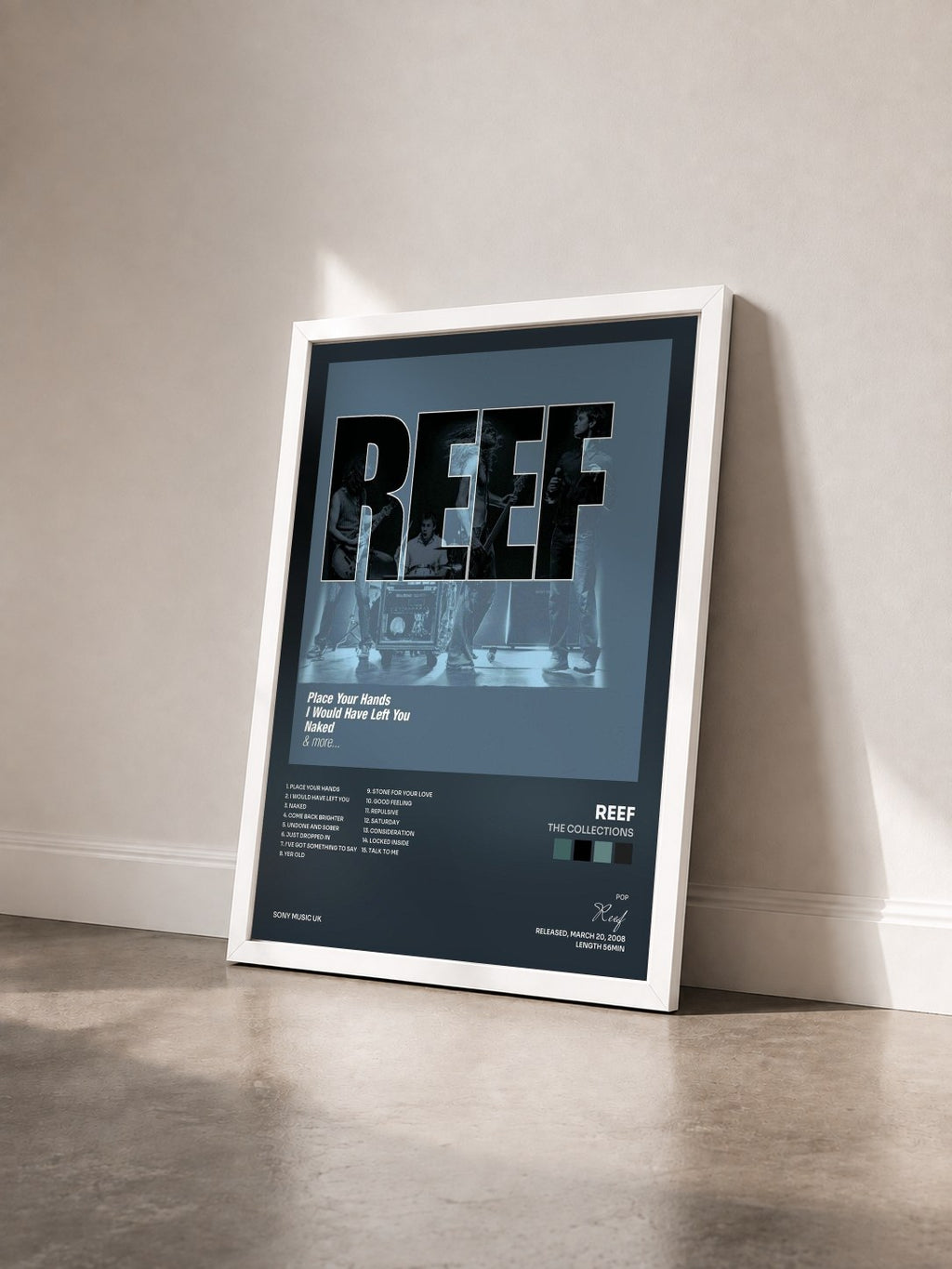 #blanc Tableau de l'album The Collections de Reef vu de trois quarts, cadre blanc