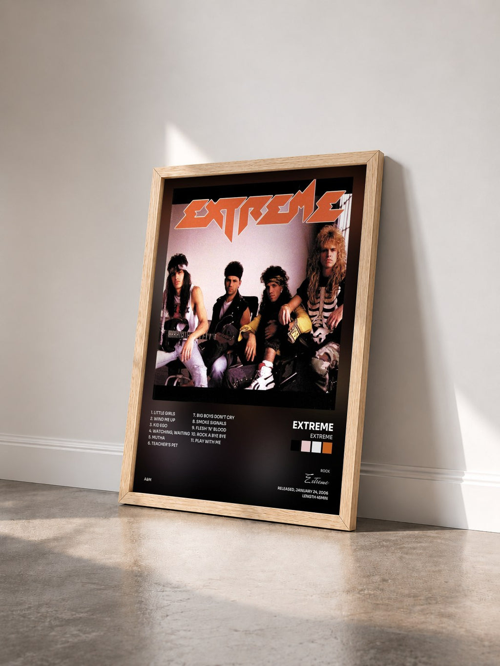 #bois Tableau de l'album Extreme de Extreme vu de trois quarts, cadre en bois brut