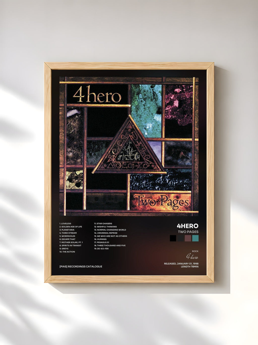 #bois Tableau de l'album Two Pages de 4hero, cadre en bois brut, imprimé et encadré en France