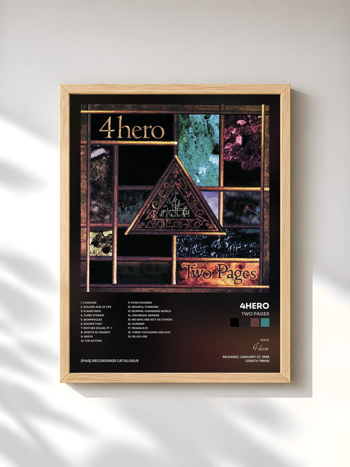 #bois Tableau de l'album Two Pages de 4hero, cadre en bois brut, imprimé et encadré en France