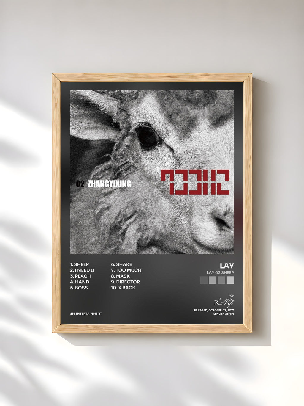 #bois Tableau de l'album LAY 02 SHEEP de LAY, cadre en bois brut, imprimé et encadré en France