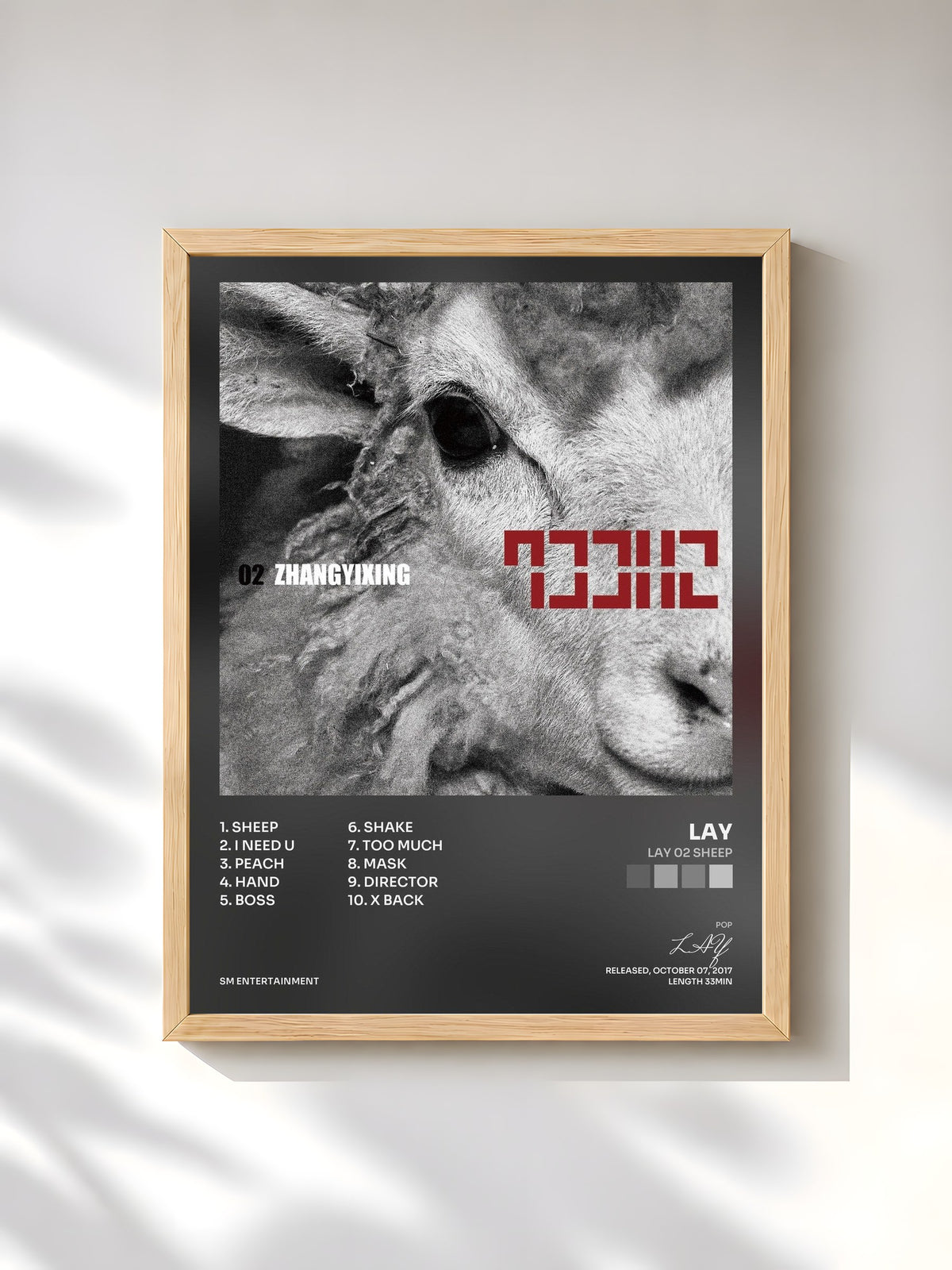 #bois Tableau de l'album LAY 02 SHEEP de LAY, cadre en bois brut, imprimé et encadré en France
