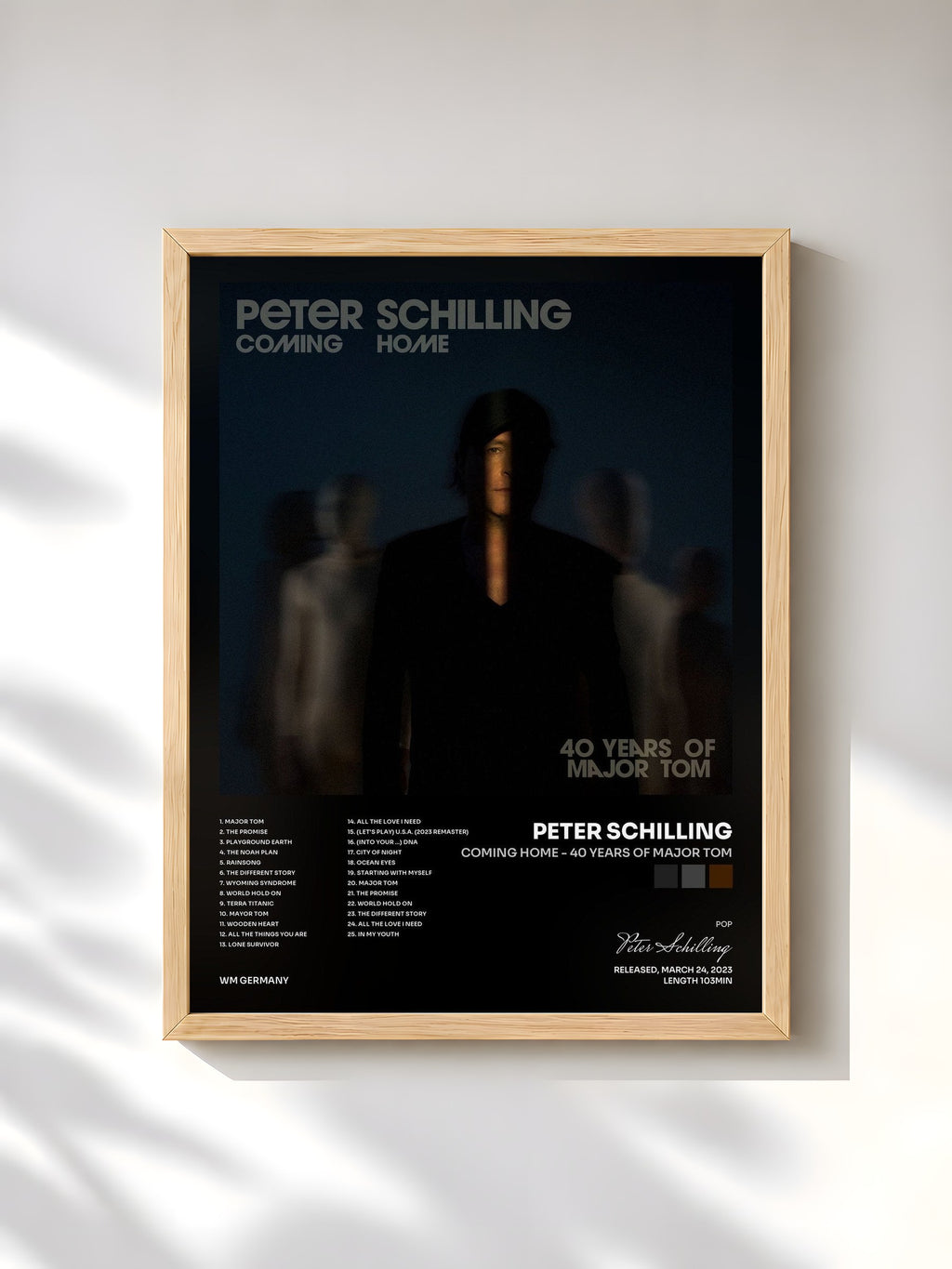 #bois Tableau de l'album Coming Home - 40 Years of Major Tom de Peter Schilling, cadre en bois brut, imprimé et encadré en France