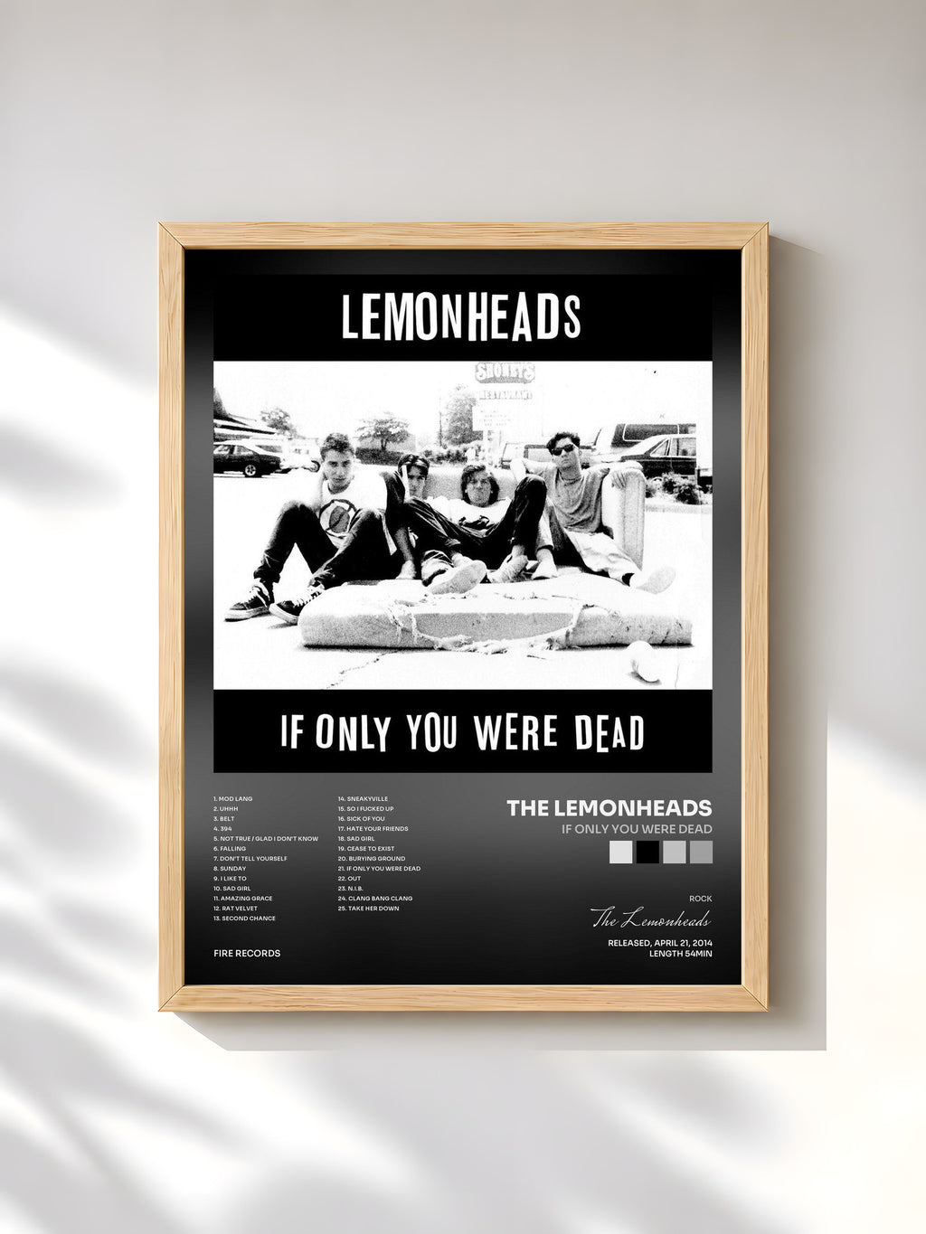 #bois Tableau de l'album If Only You Were Dead de The Lemonheads, cadre en bois brut, imprimé et encadré en France