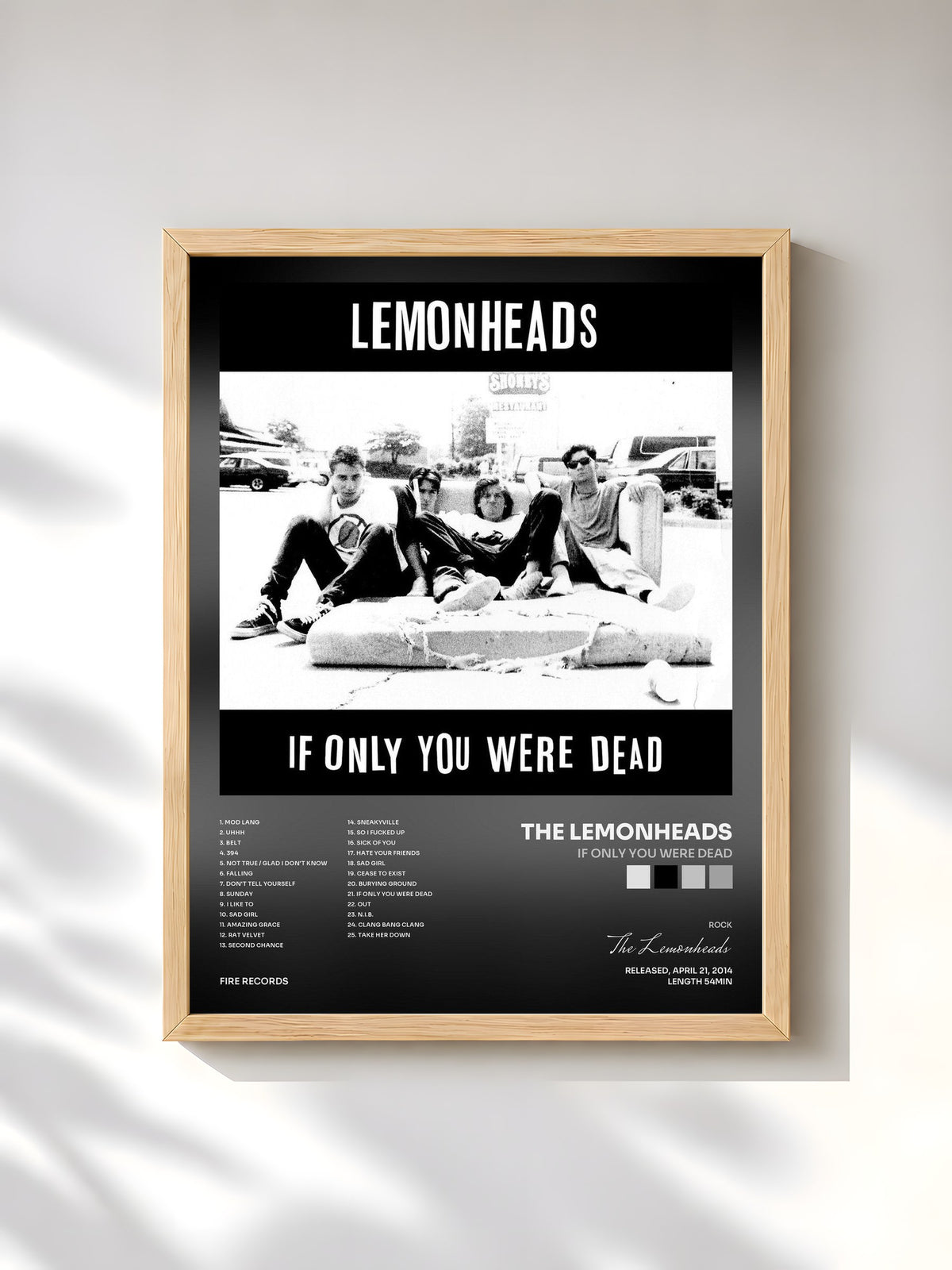 #bois Tableau de l'album If Only You Were Dead de The Lemonheads, cadre en bois brut, imprimé et encadré en France