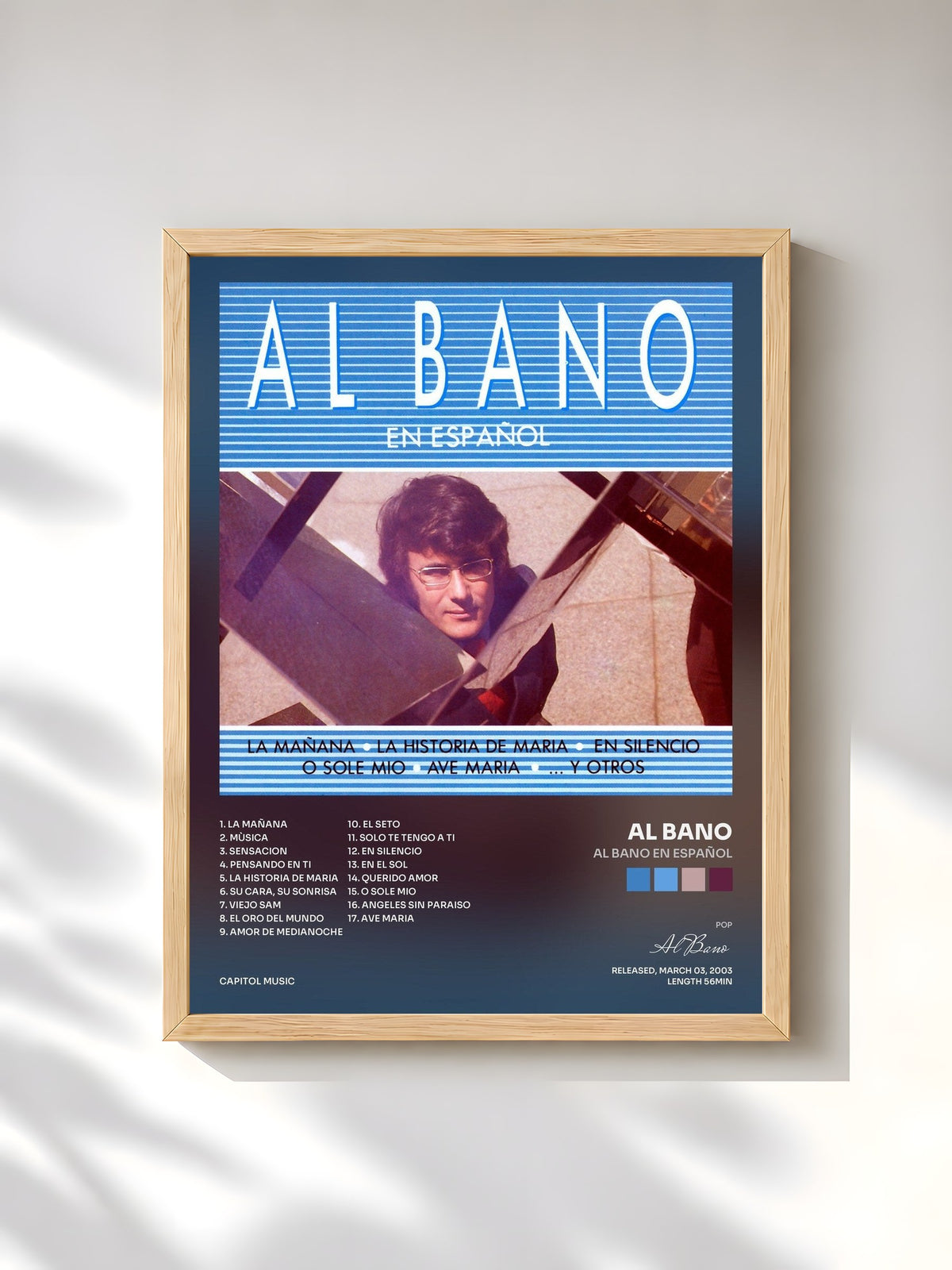 #bois Tableau de l'album Al Bano En Español de Al Bano, cadre en bois brut, imprimé et encadré en France