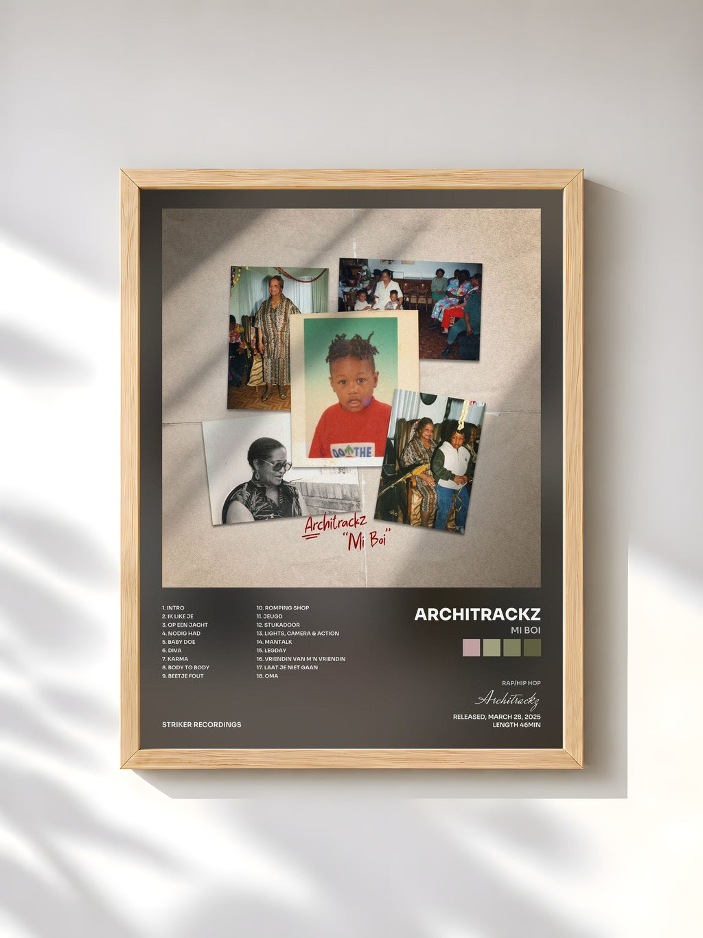 #bois Tableau de l'album Mi Boi de Architrackz, cadre en bois brut, imprimé et encadré en France
