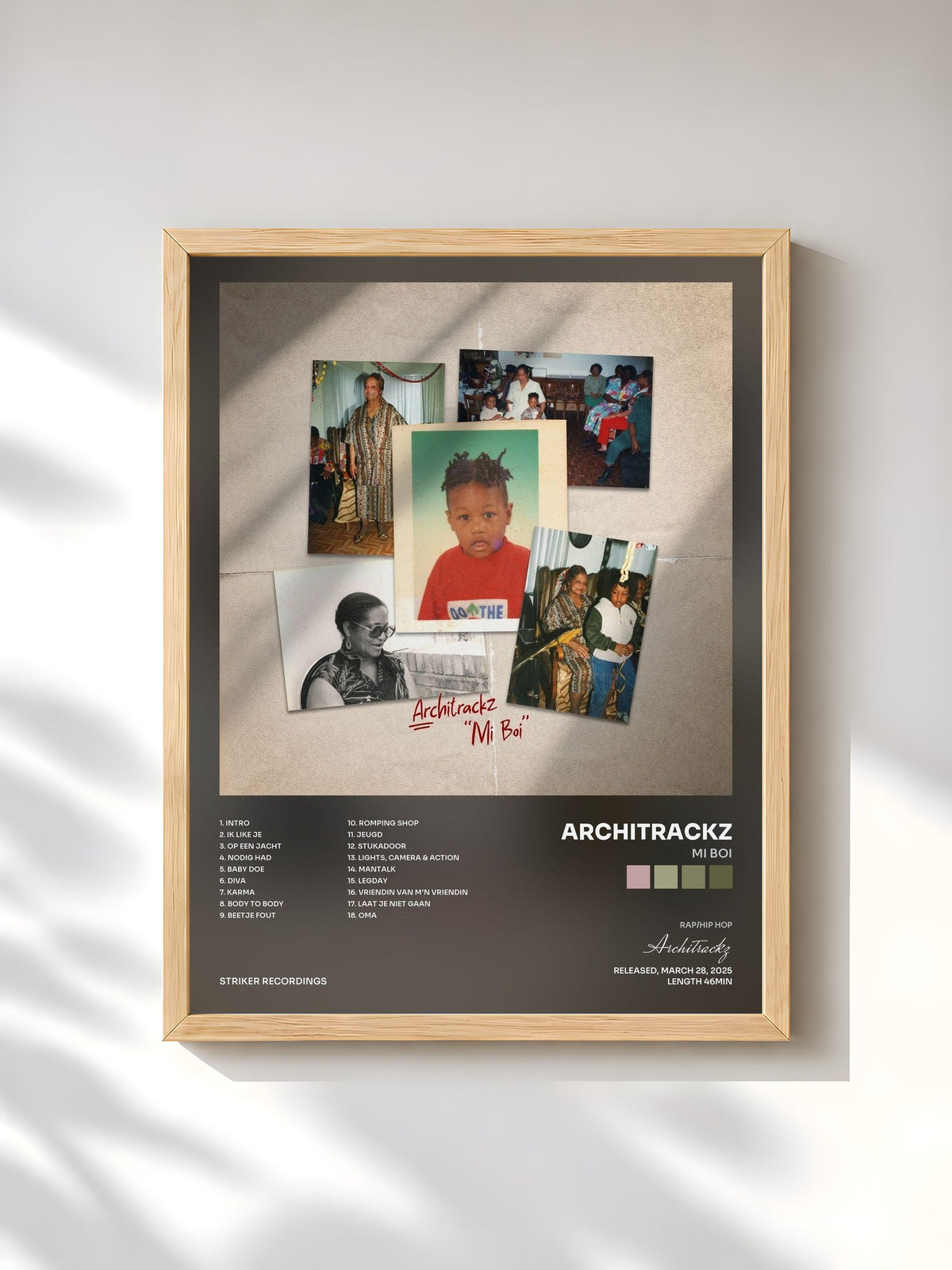 #bois Tableau de l'album Mi Boi de Architrackz, cadre en bois brut, imprimé et encadré en France