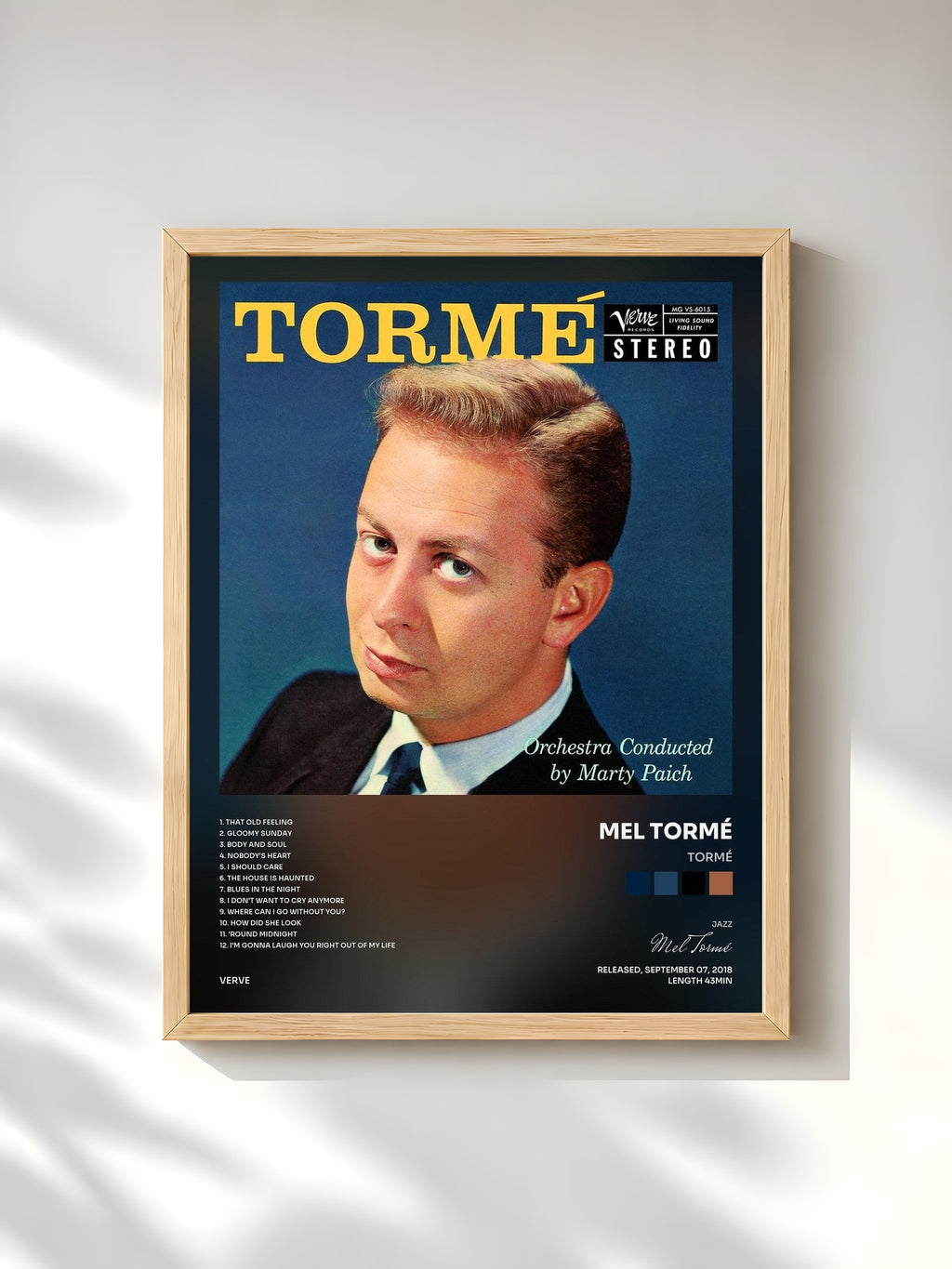 #bois Tableau de l'album Tormé de Mel Tormé, cadre en bois brut, imprimé et encadré en France